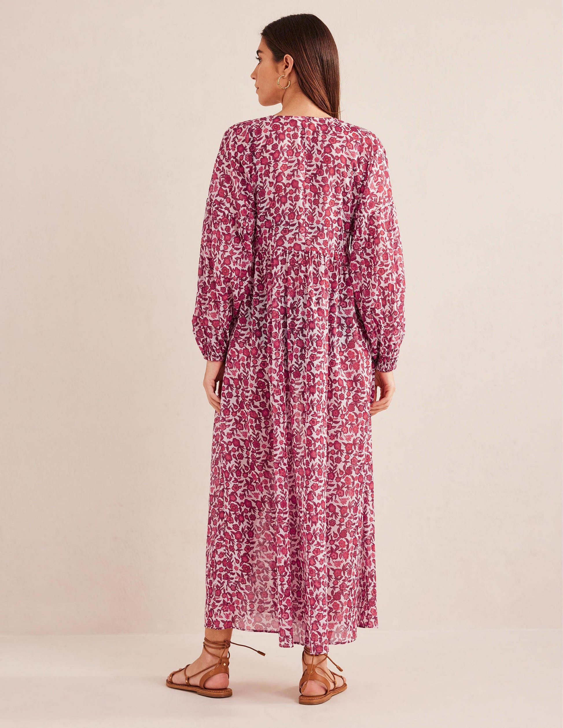 Sarah Maxi Kaftan Dress-Poinsettia, Pansy Bloom-3