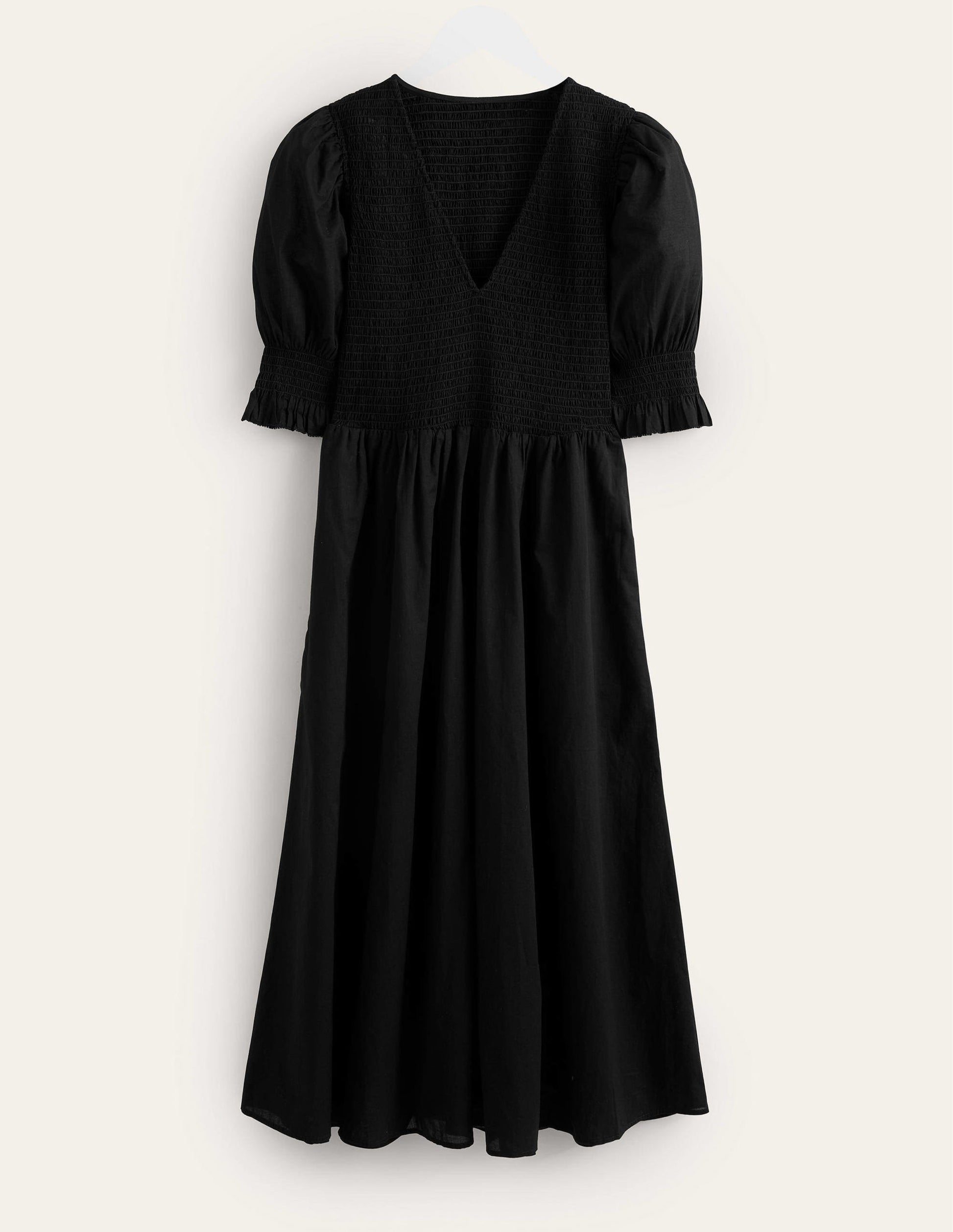 Midikleid mit gesmoktem Oberteil-Schwarz-5