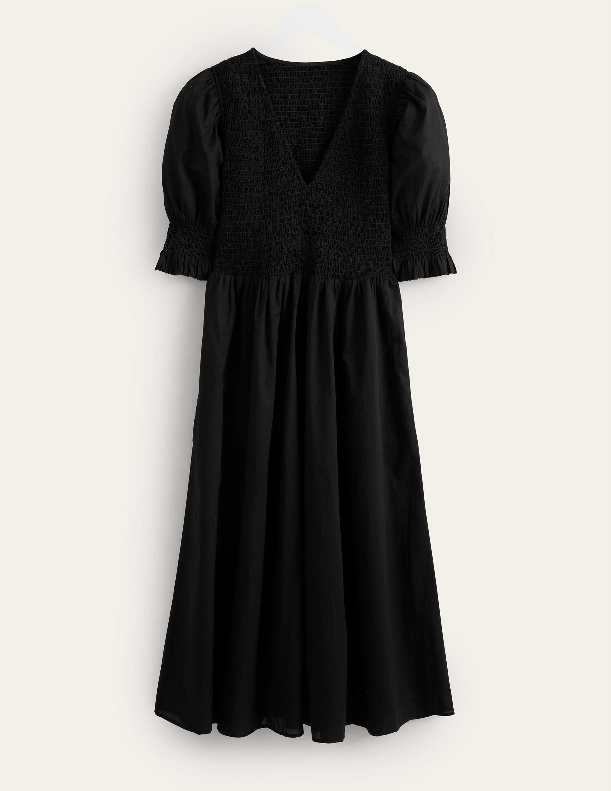 Midikleid mit gesmoktem Oberteil-Schwarz - Image 5