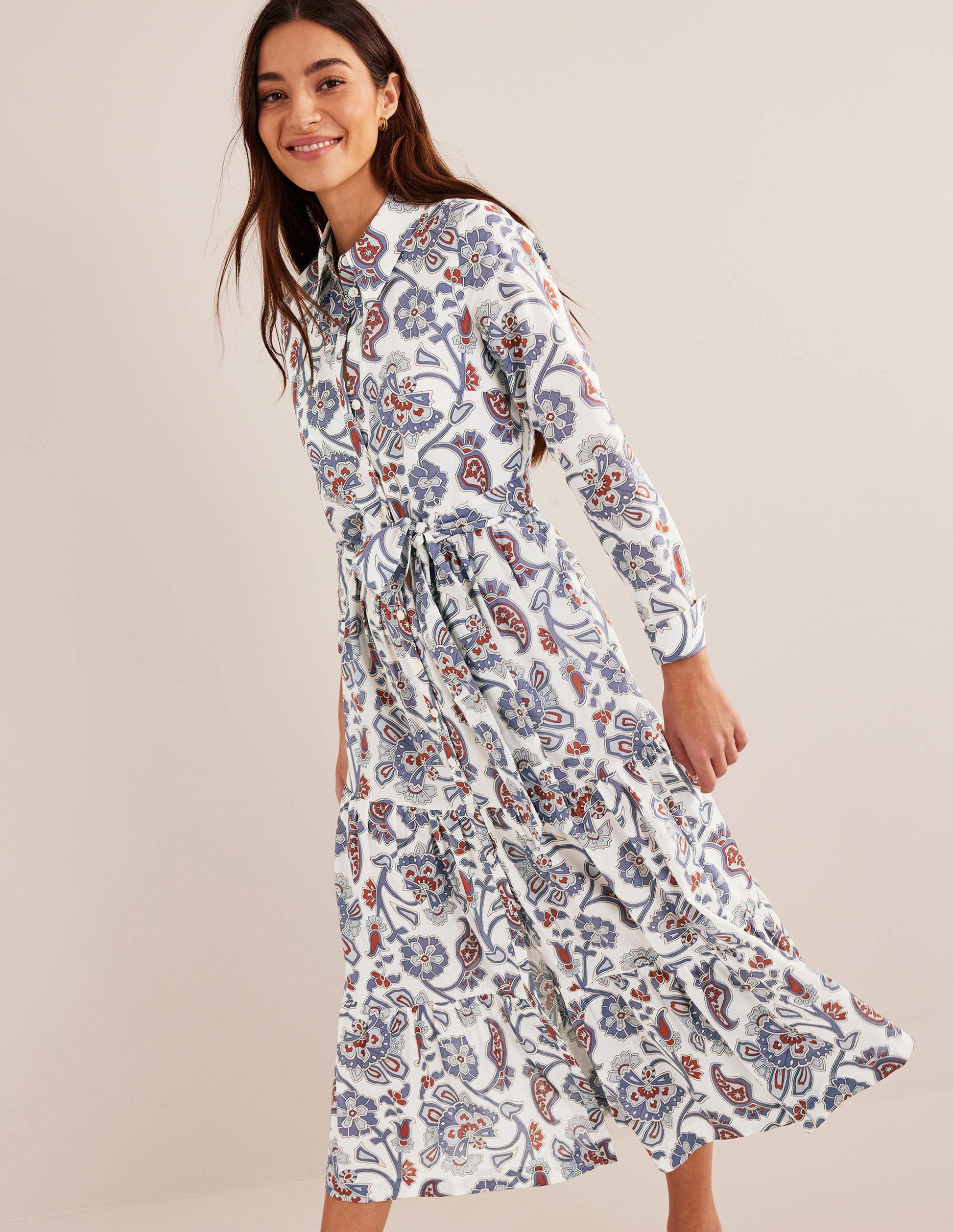 Flo Midi-Hemdblusenkleid aus Baumwolle-Nachtblau-1