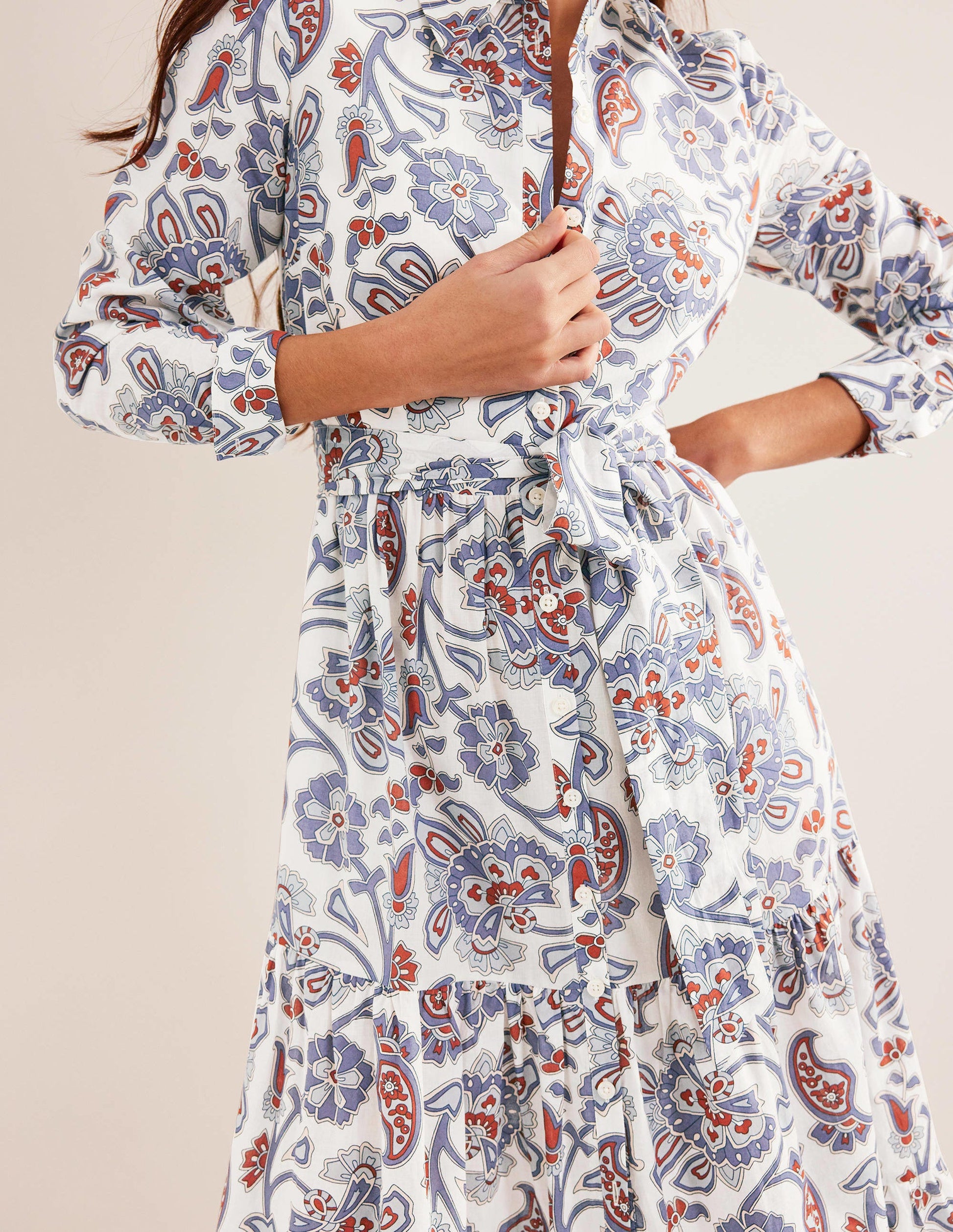 Flo Midi-Hemdblusenkleid aus Baumwolle-Nachtblau-3
