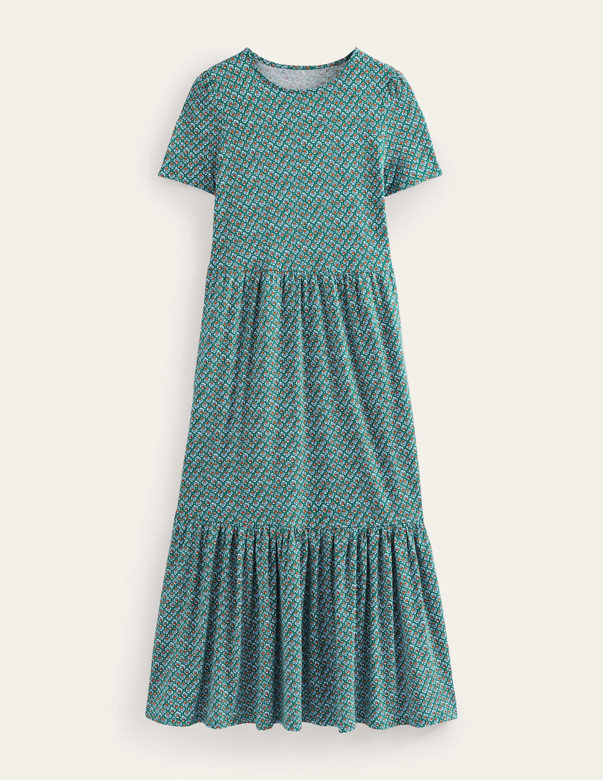 Robe midi Emma en jersey à volants-Vert bouteille, motif Bloom Bud-6