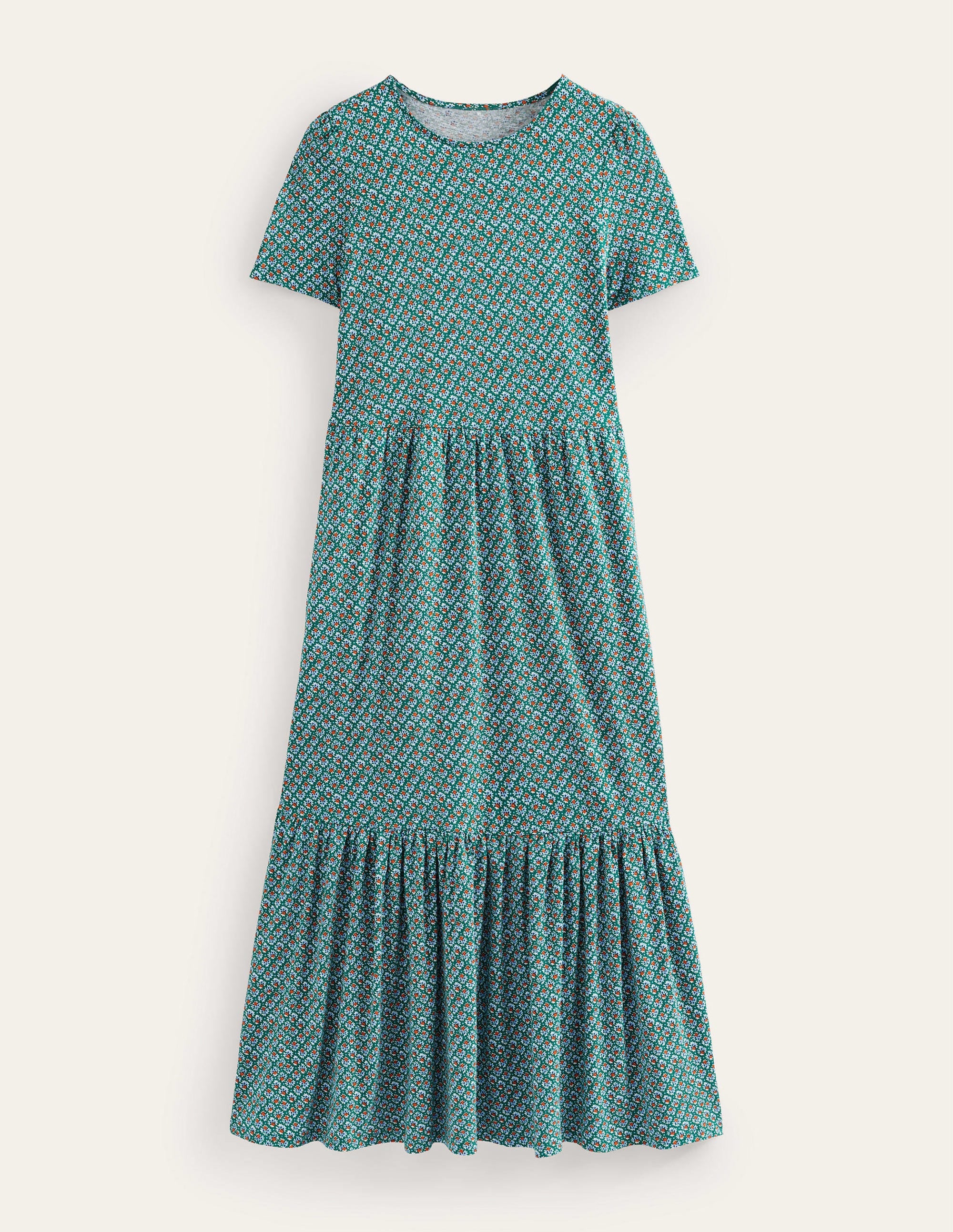 Robe midi Emma en jersey à volants-Vert bouteille, motif Bloom Bud - Image 6