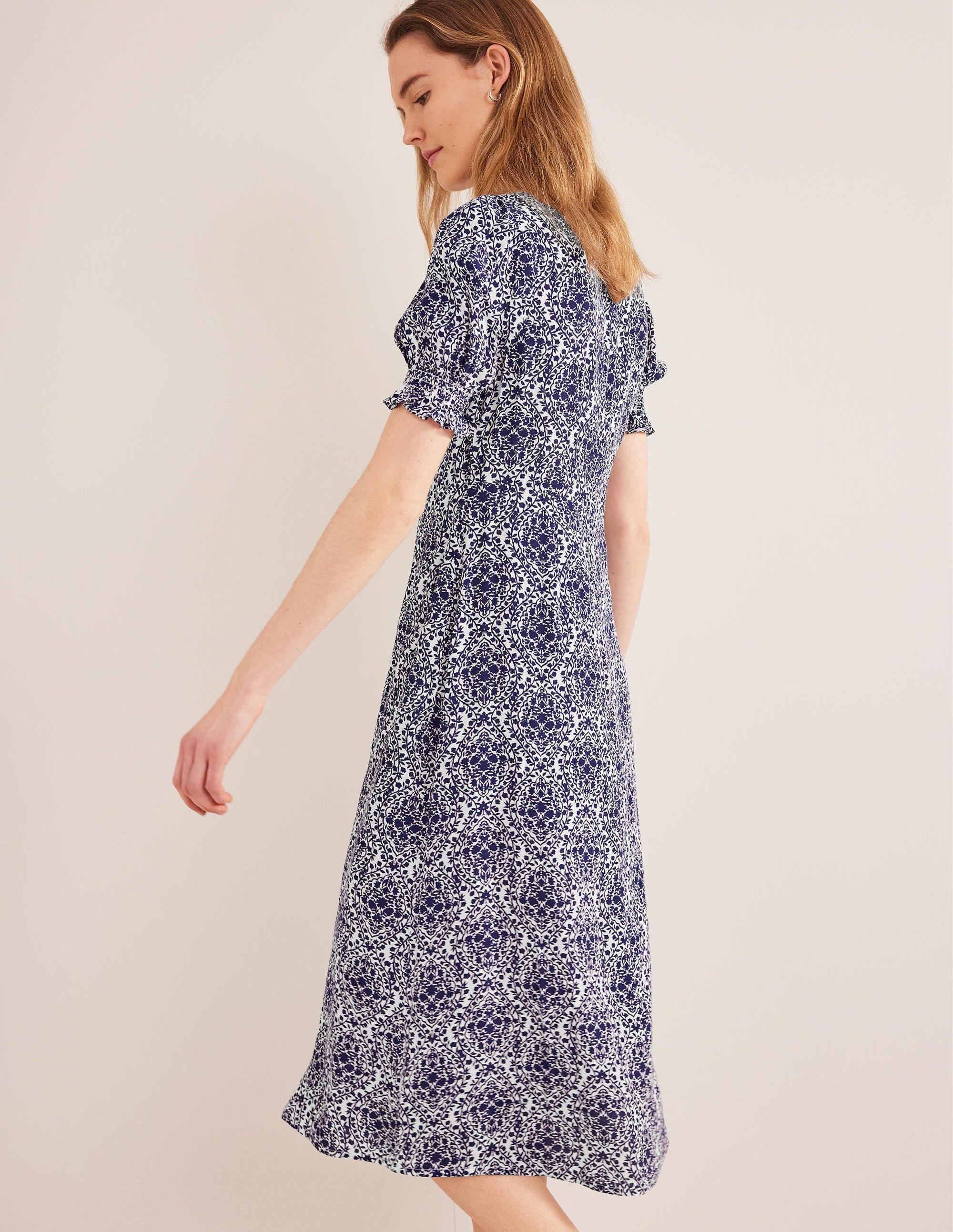 Corinne Midi Tea Dress-Prussian Blue, Vine Terrace - Image 4