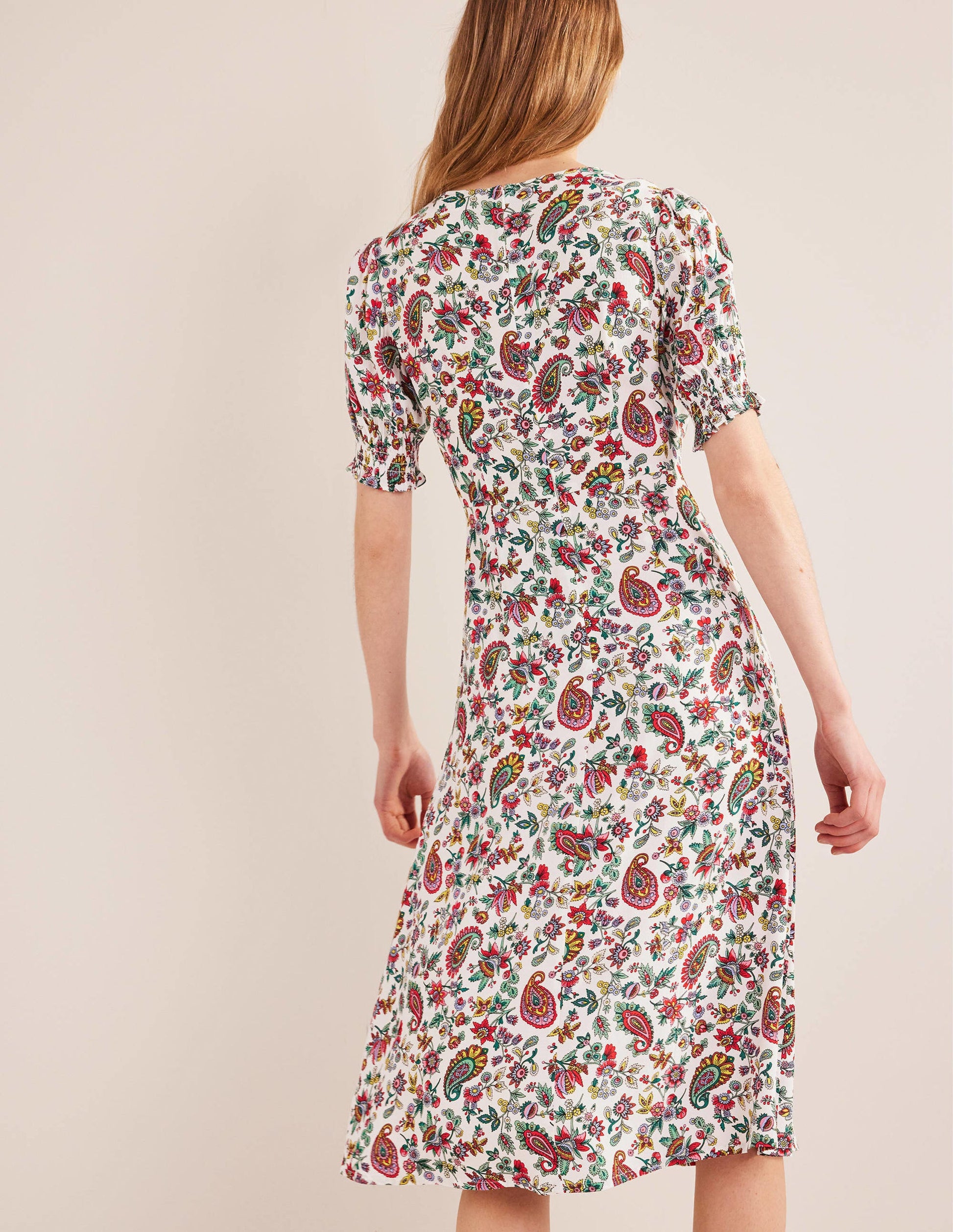 Corinne Midi-Teekleid-Bunt, Löwenzahnmuster-3