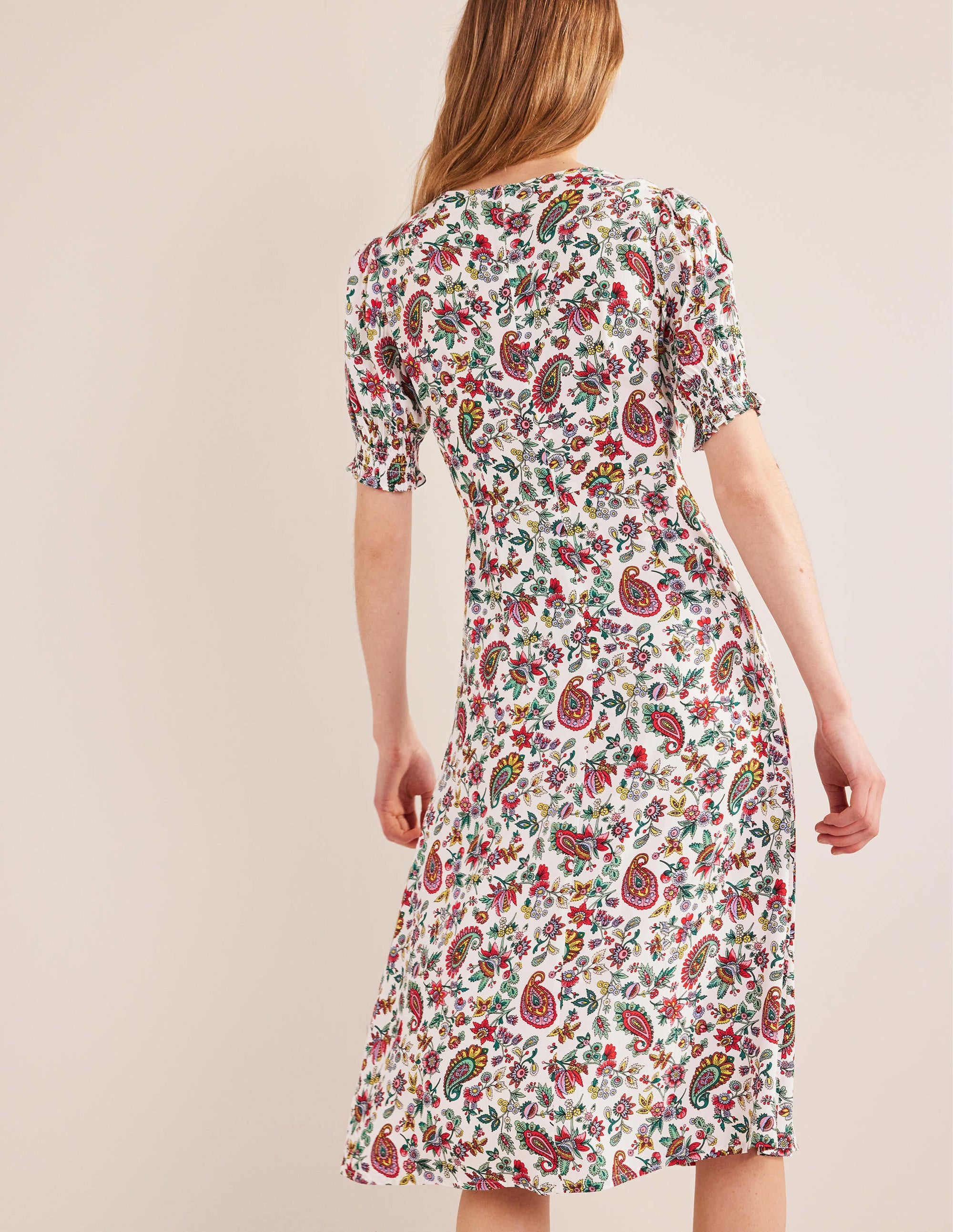 Corinne Midi-Teekleid-Bunt, Löwenzahnmuster - Image 3