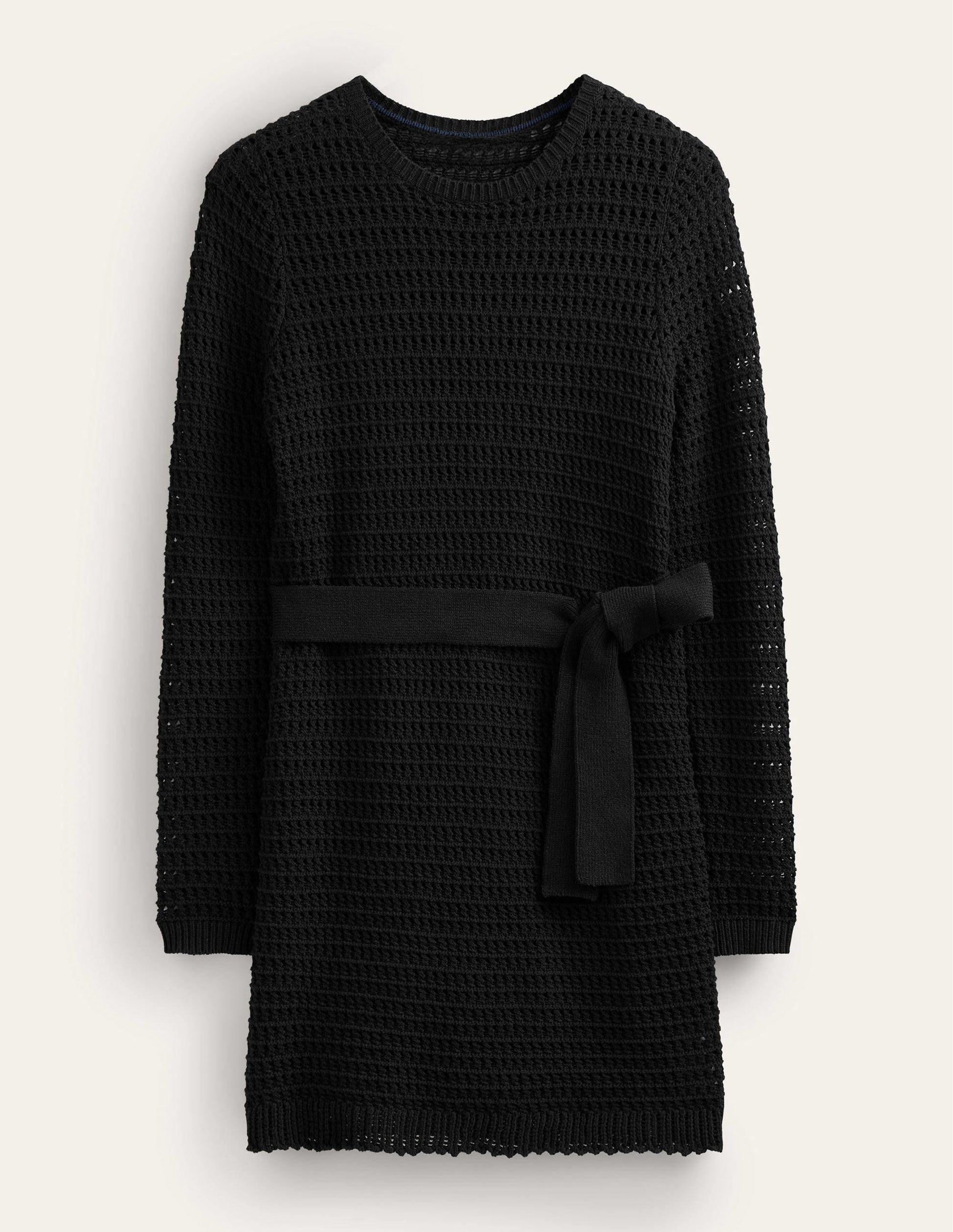Strickkleid mit Häkeldetails-Schwarz-6