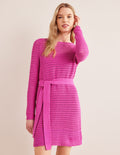 Robe en maille crochetée-Rose violette