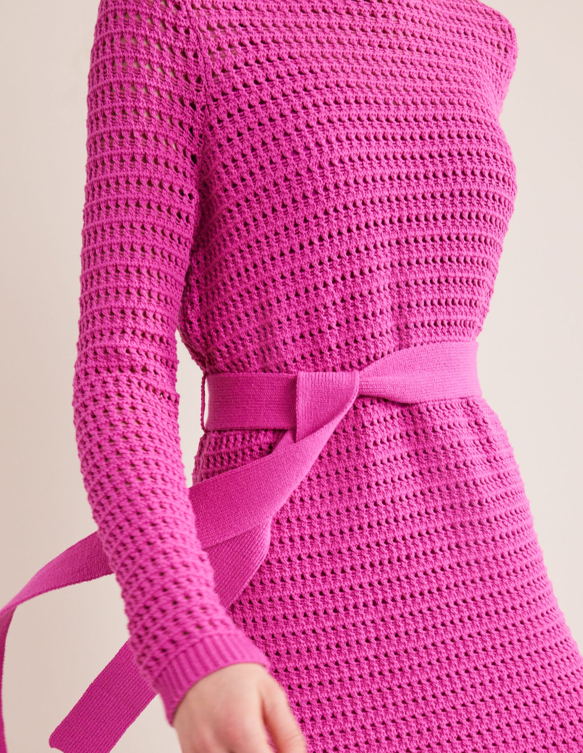 Robe en maille crochetée-Rose violette-2
