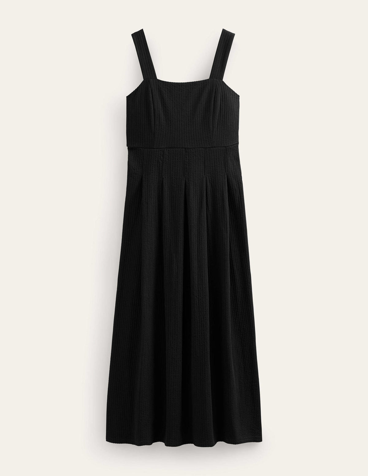 Träger-Midikleid aus Seersucker-Schwarz - Image 5