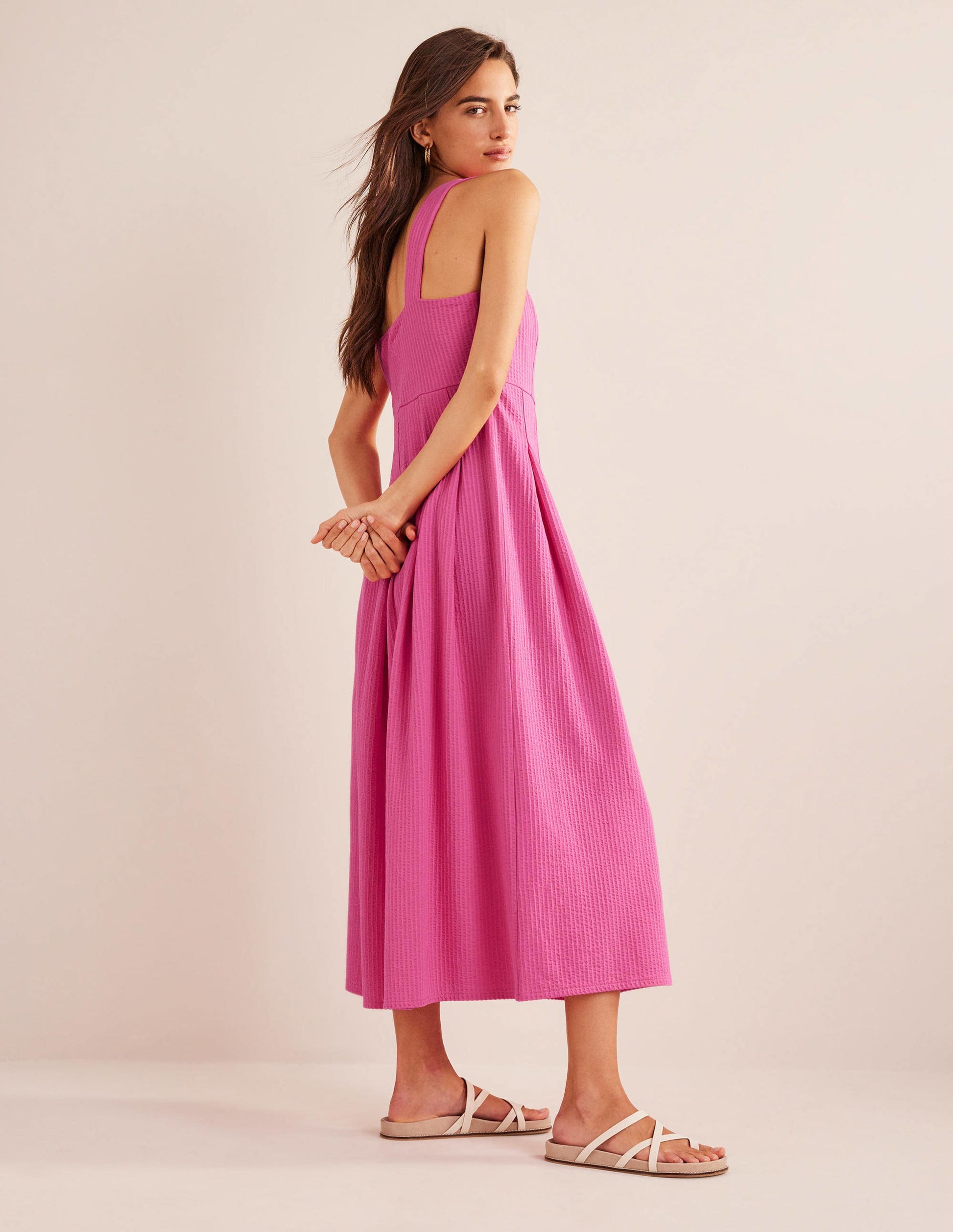 Träger-Midikleid aus Seersucker-Festivalrosa-3