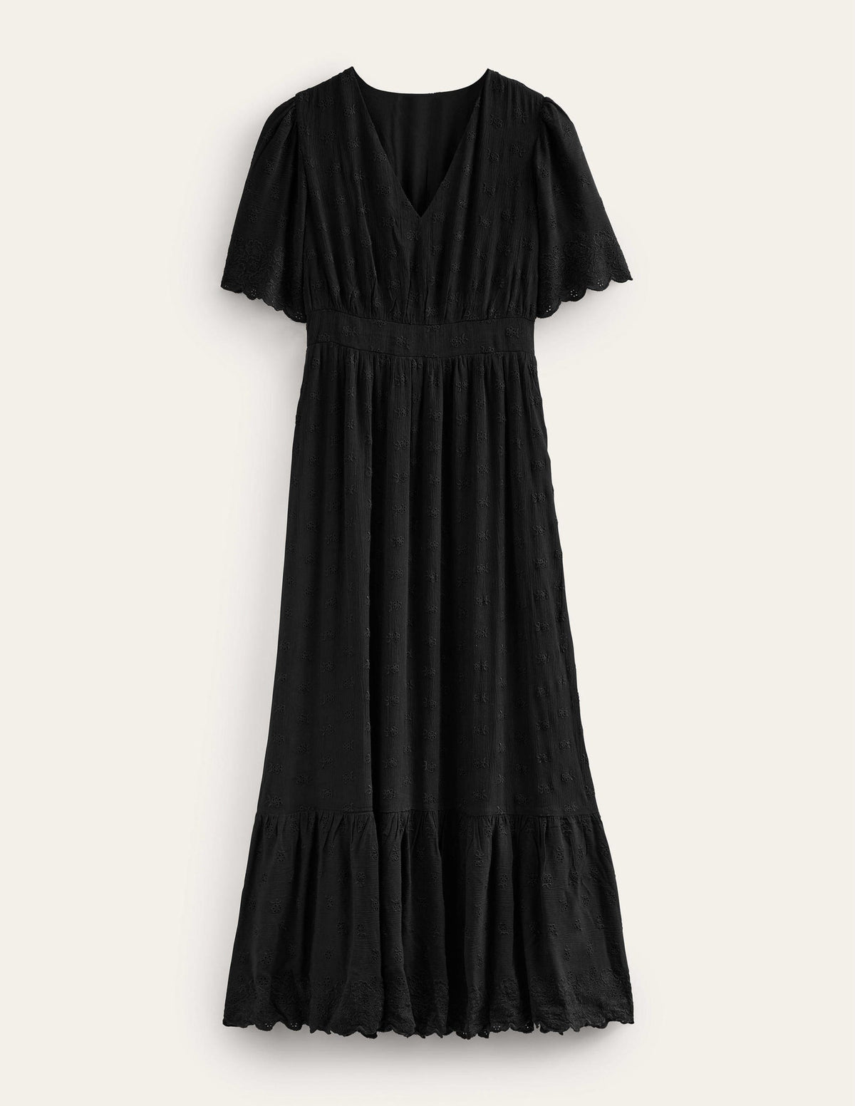 Flatterndes Maxikleid mit Lochstickerei-Schwarz-6