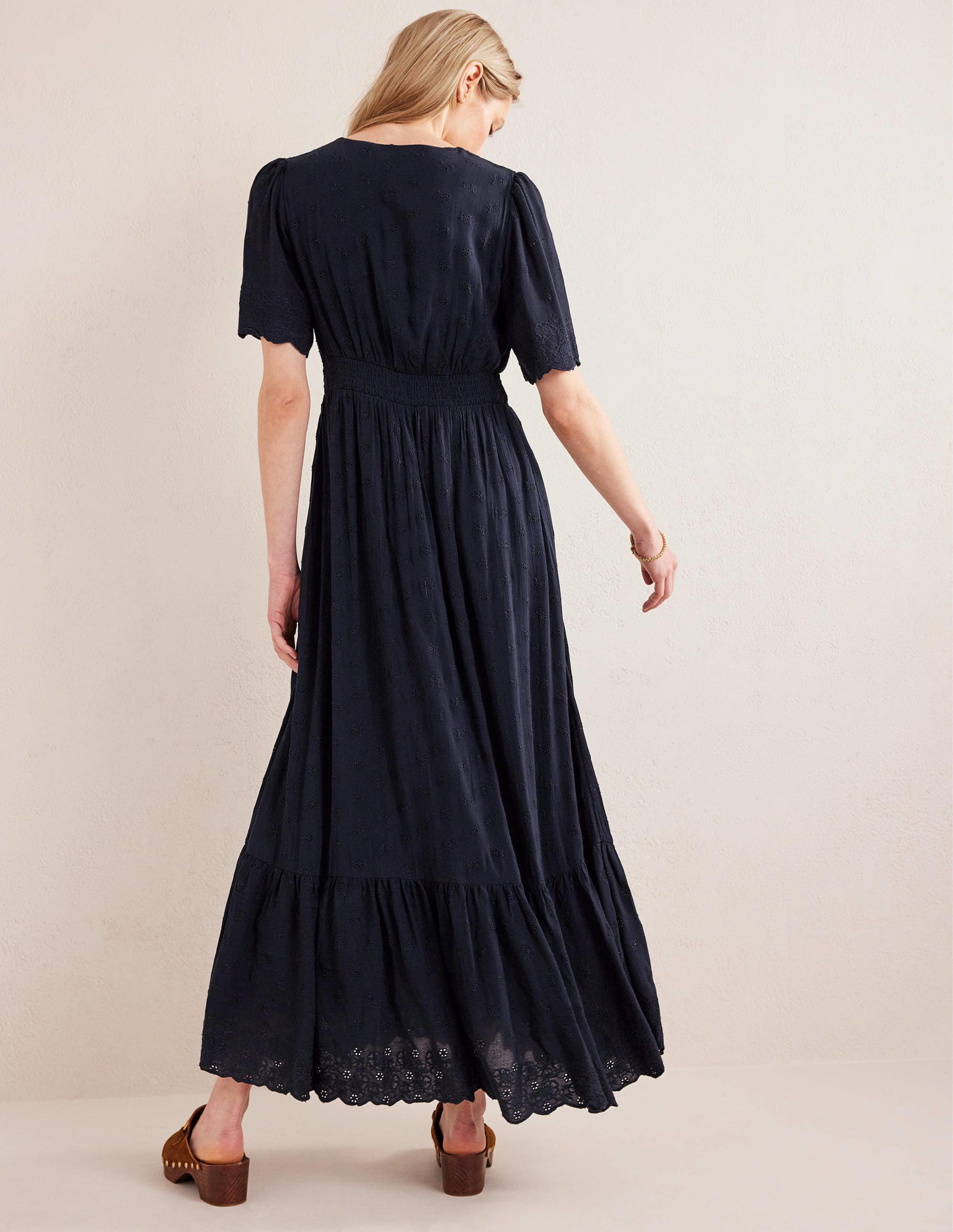 Broderie Maxi Dress-True Navy - Image 3