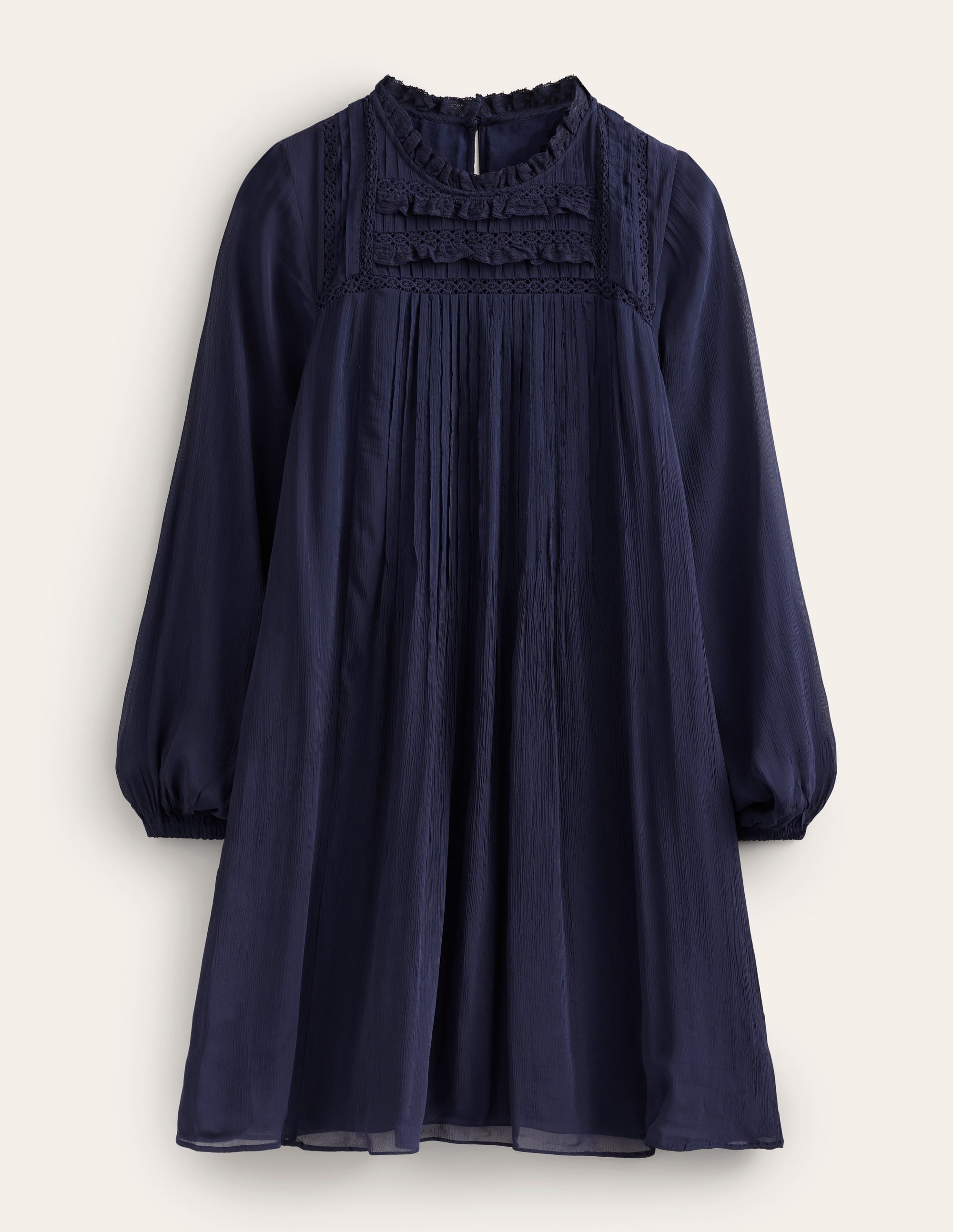 Swingkleid mit einfarbiger Borte-Marineblau - Image 5