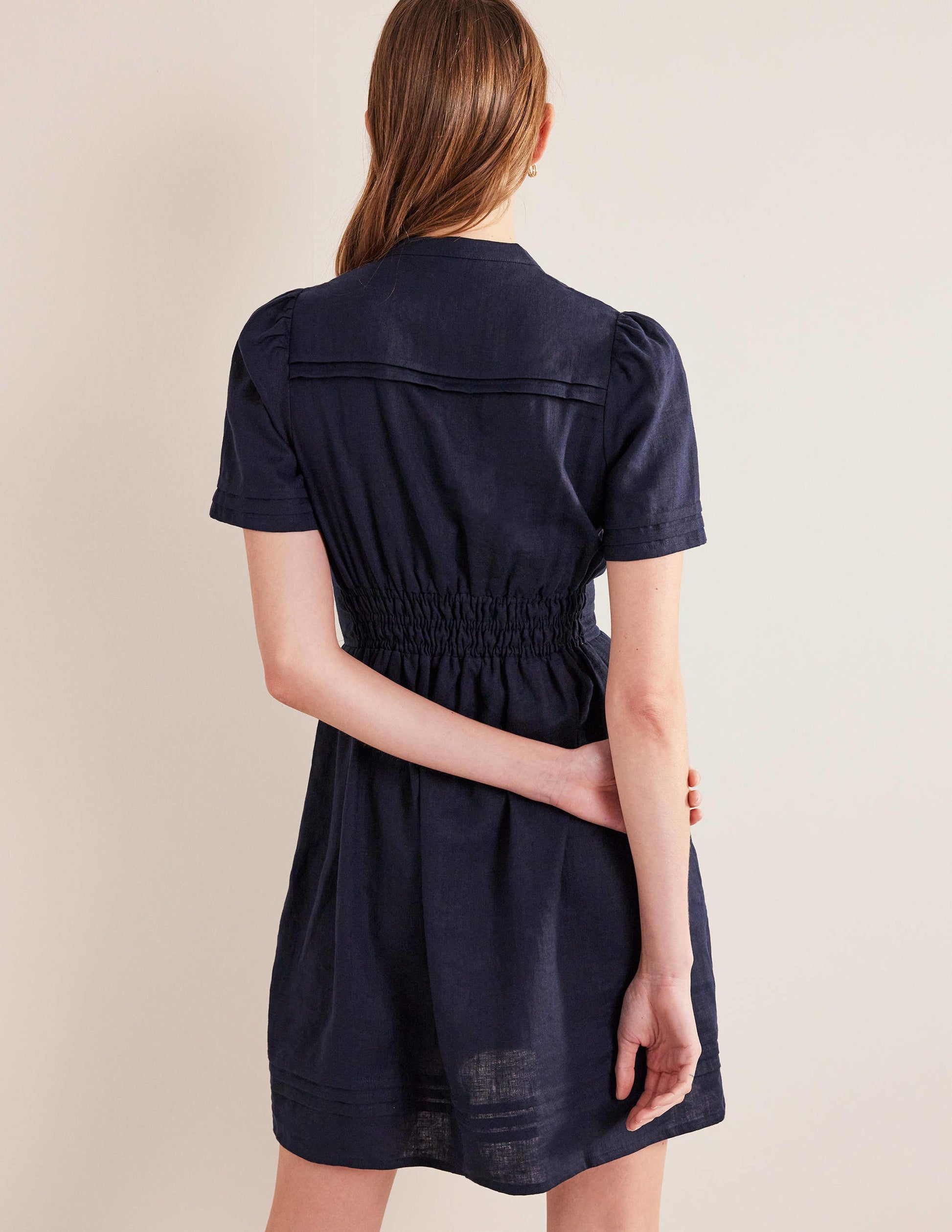 Mini-robe avec détails nervurés-Bleu marine-3
