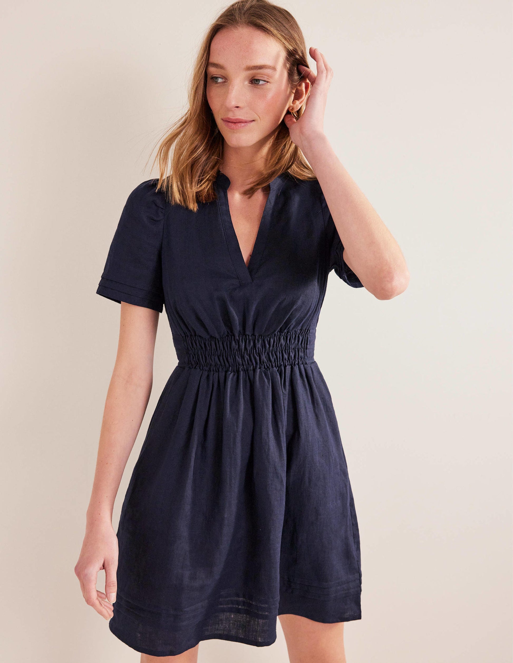 Mini-robe avec détails nervurés-Bleu marine-4