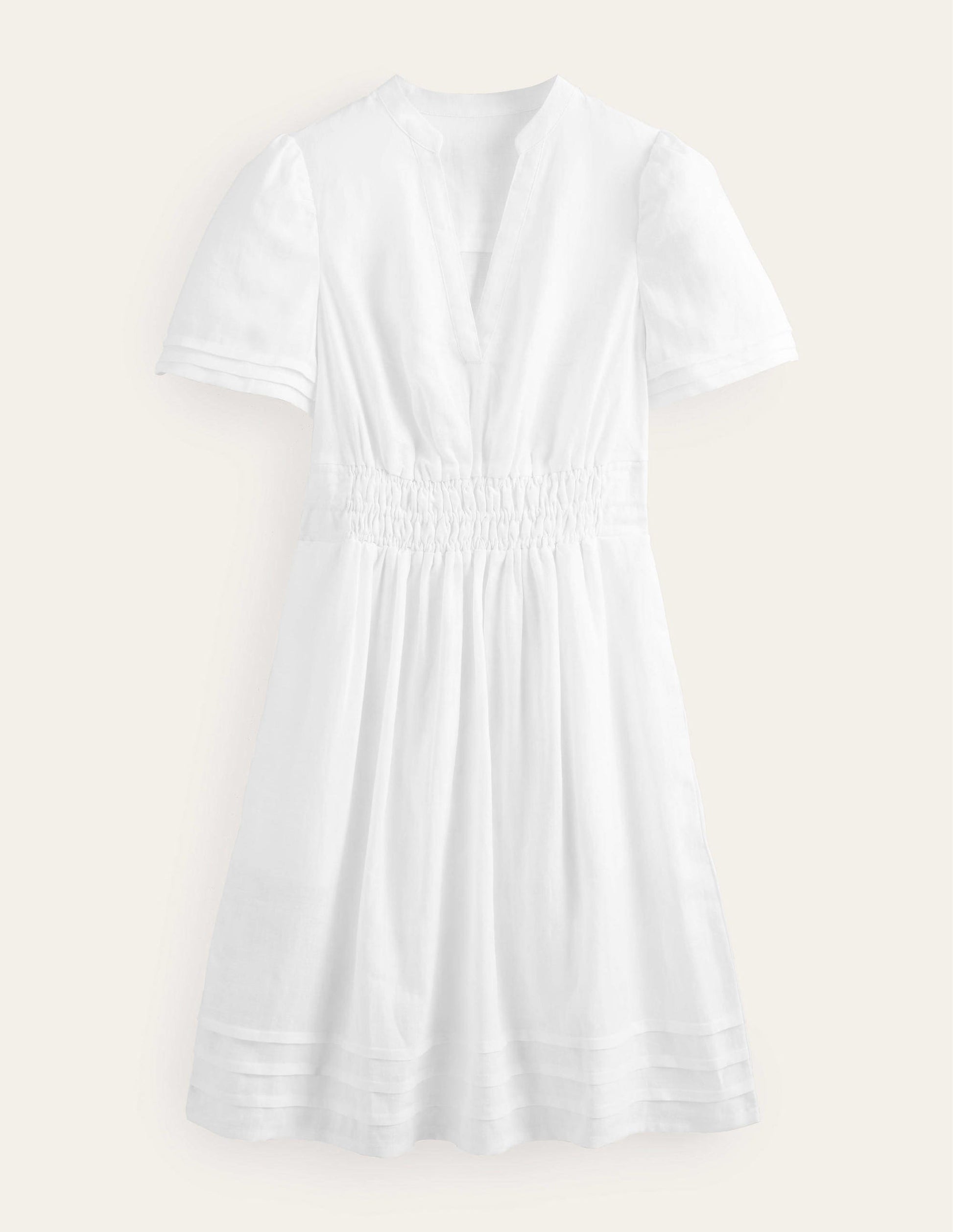 Minikleid mit Biesenfalten-Weiß-5