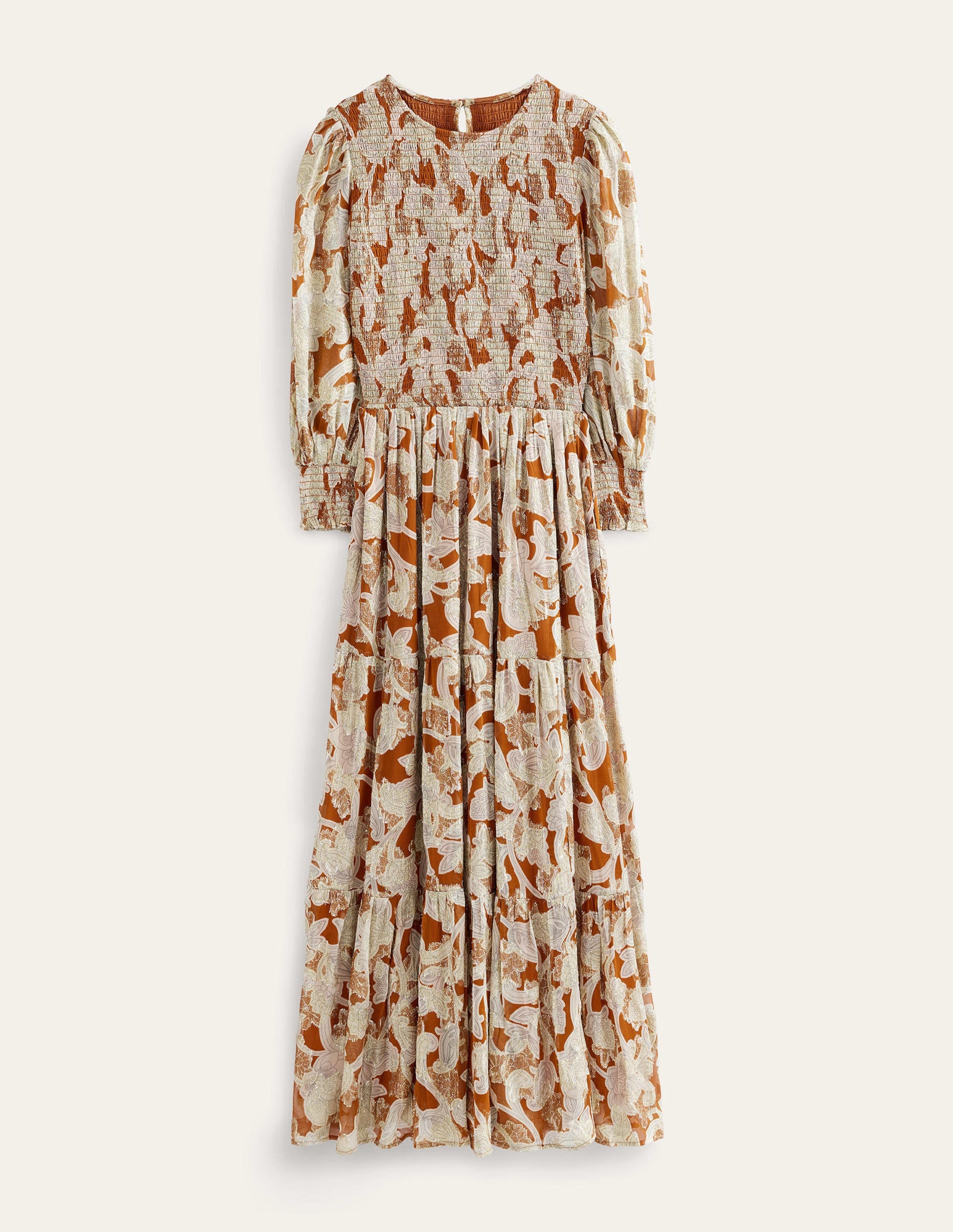 Robe en jacquard avec corsage à smocks-Rouille, motif Paisley Whirl - Image 7