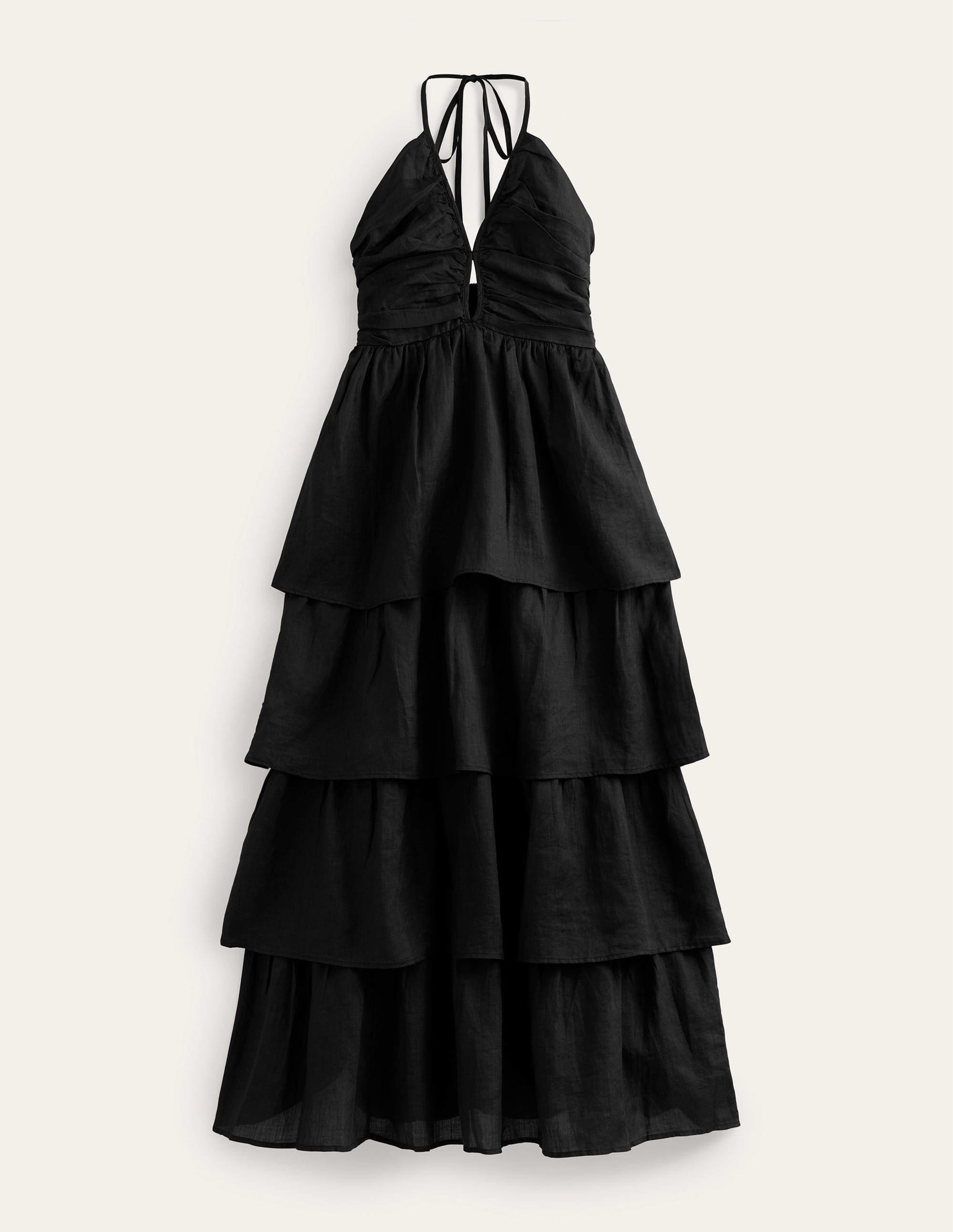 Gestuftes Maxi-Kleid mit Raffungen-Schwarz - Image 6