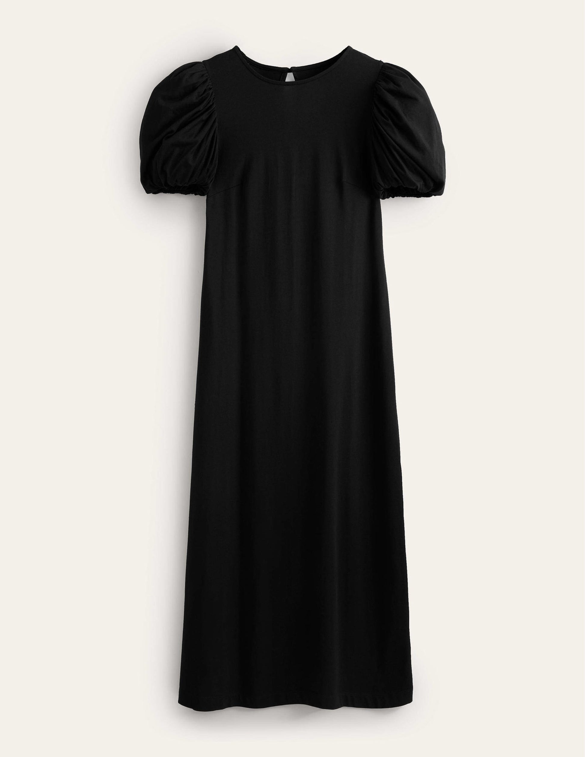 Jersey-Midikleid mit Puffärmeln-Schwarz-6
