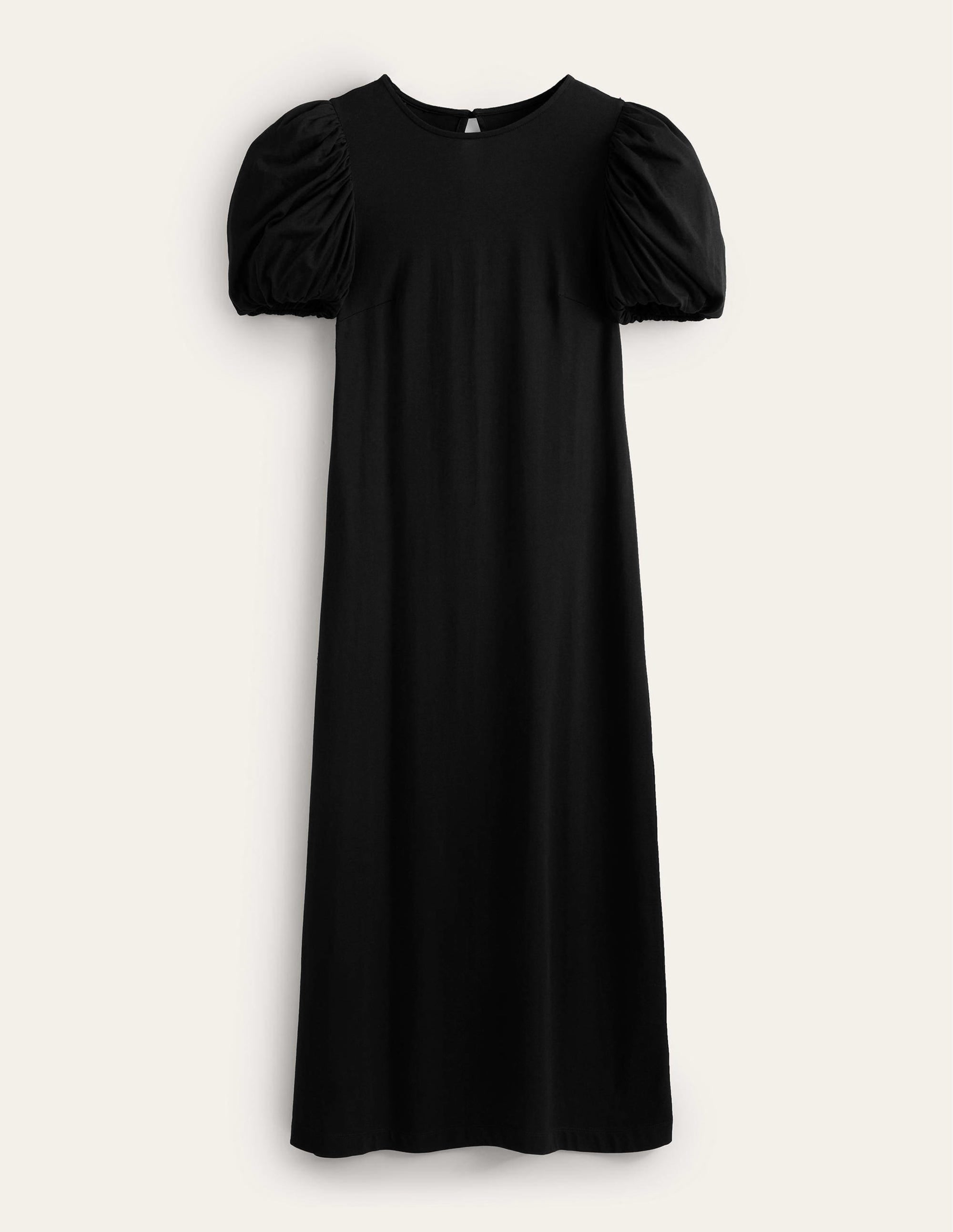 Jersey-Midikleid mit Puffärmeln-Schwarz - Image 6