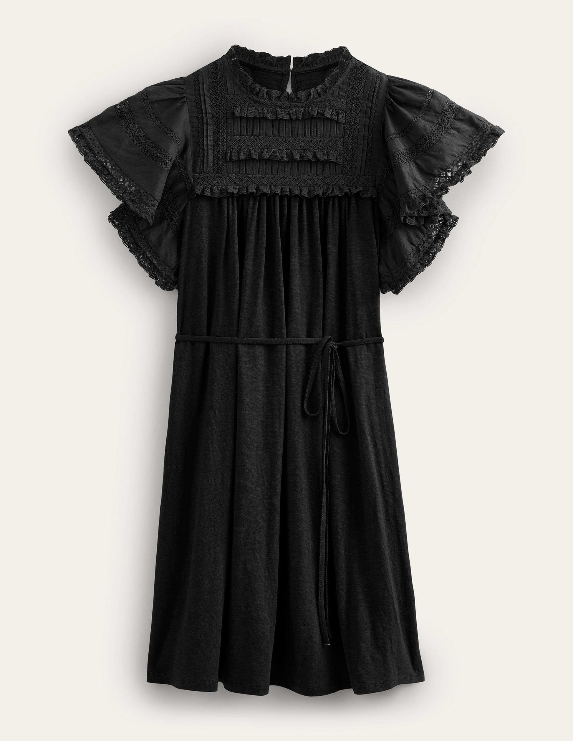 Trim Detail Jersey Mini Dress-Black-5