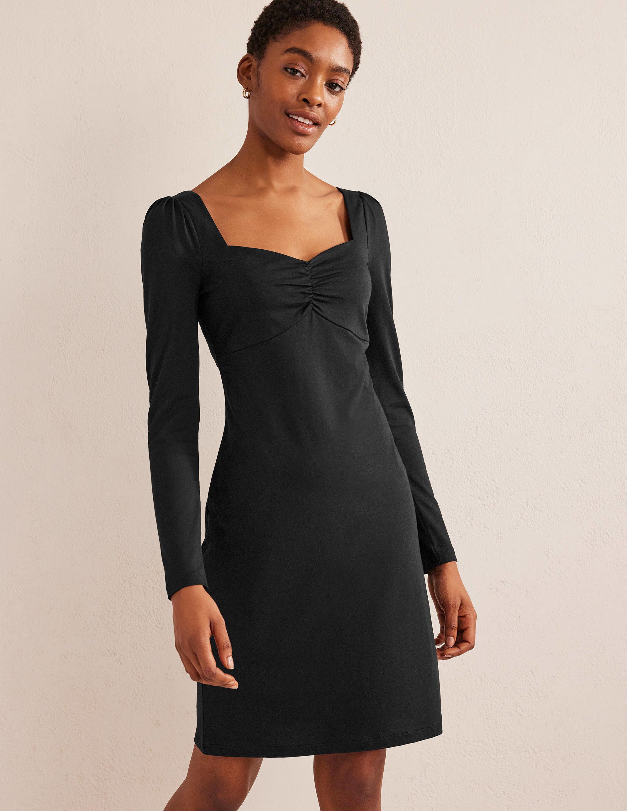 Jersey-Minikleid mit Herzausschnitt-Schwarz - Image 1