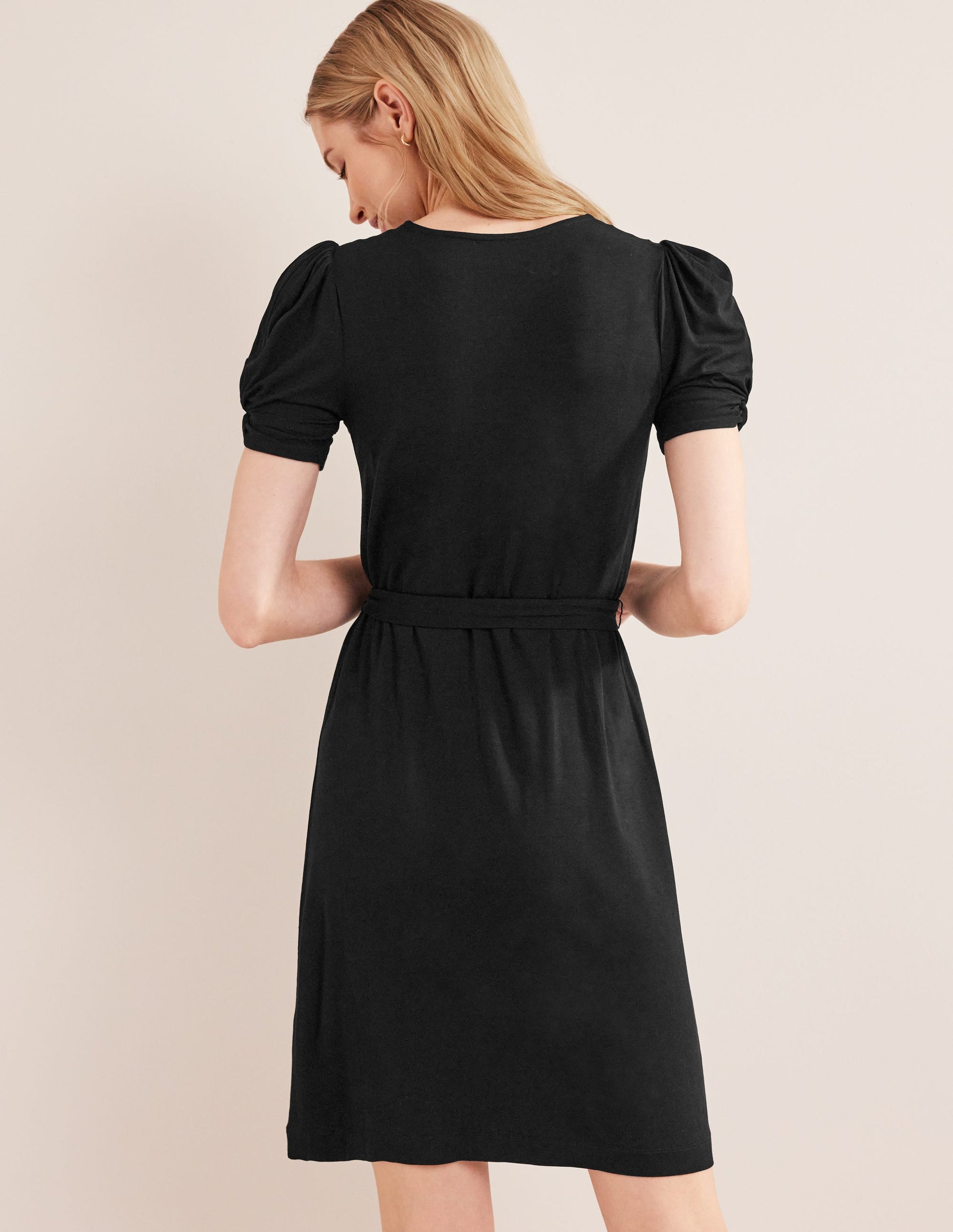 Mini-robe nouée en jersey-Noir-3