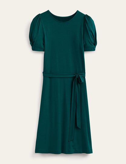 Jersey-Minikleid mit Knotendetail-Dunkles Smaragdgrün-5