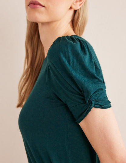 Jersey-Minikleid mit Knotendetail-Dunkles Smaragdgrün-2