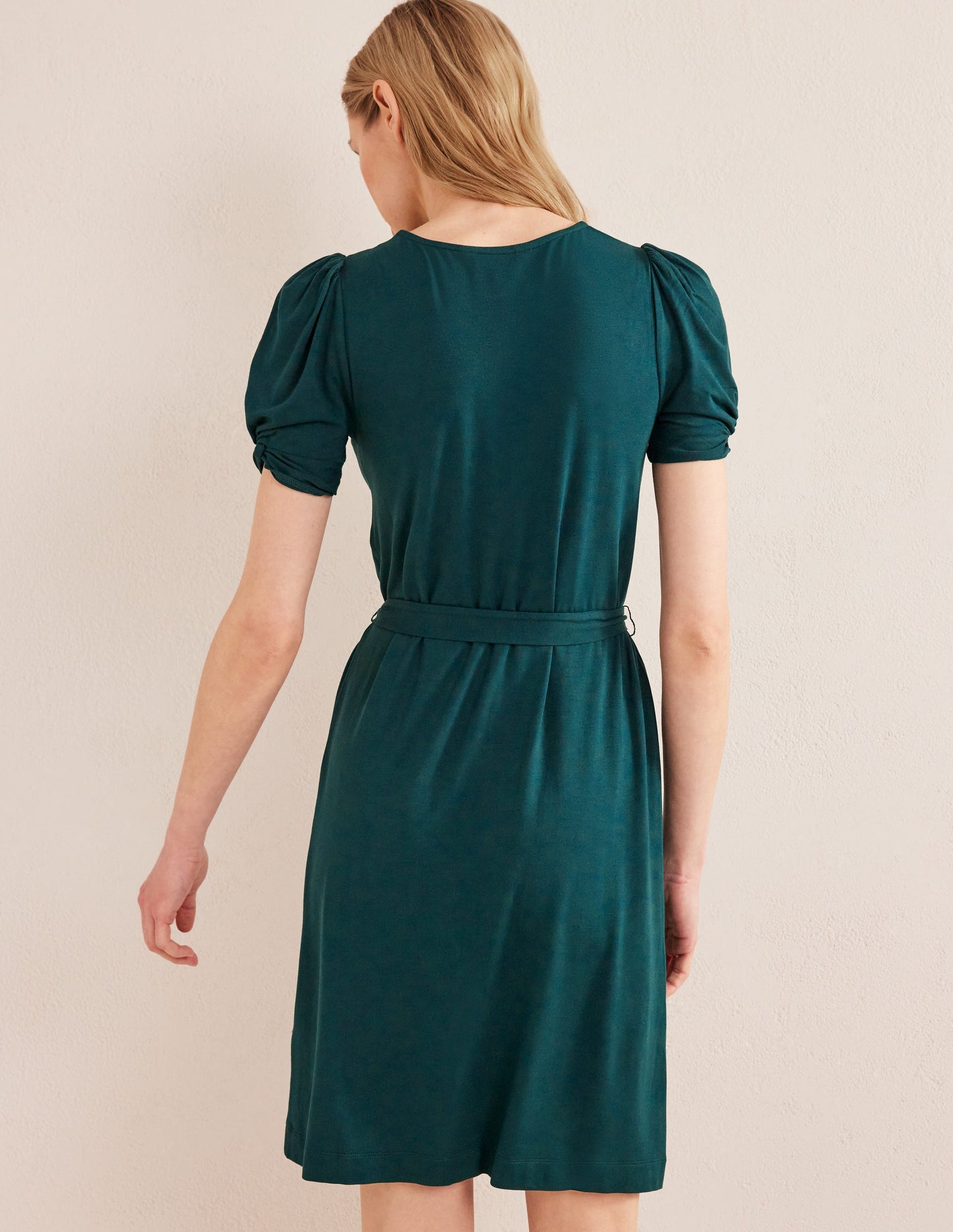 Jersey-Minikleid mit Knotendetail-Dunkles Smaragdgrün