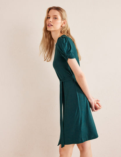 Jersey-Minikleid mit Knotendetail-Dunkles Smaragdgrün-4