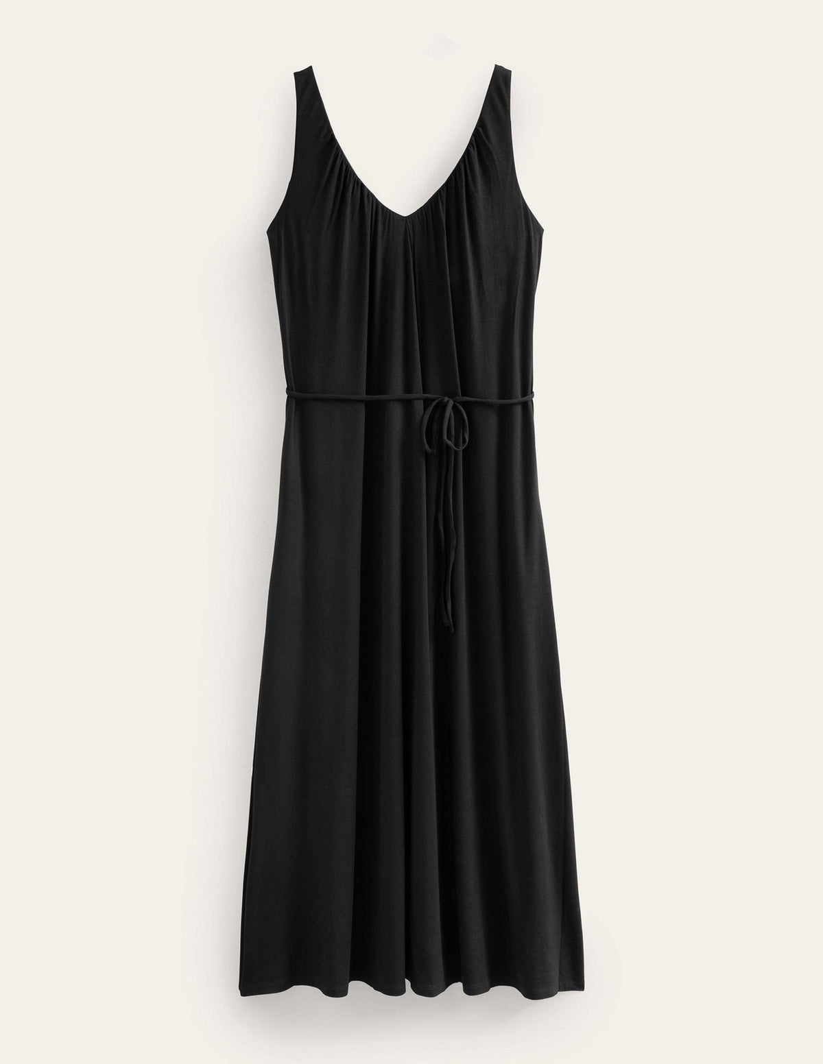 Jersey-Maxikleid mit V-Ausschnitt-Schwarz-5