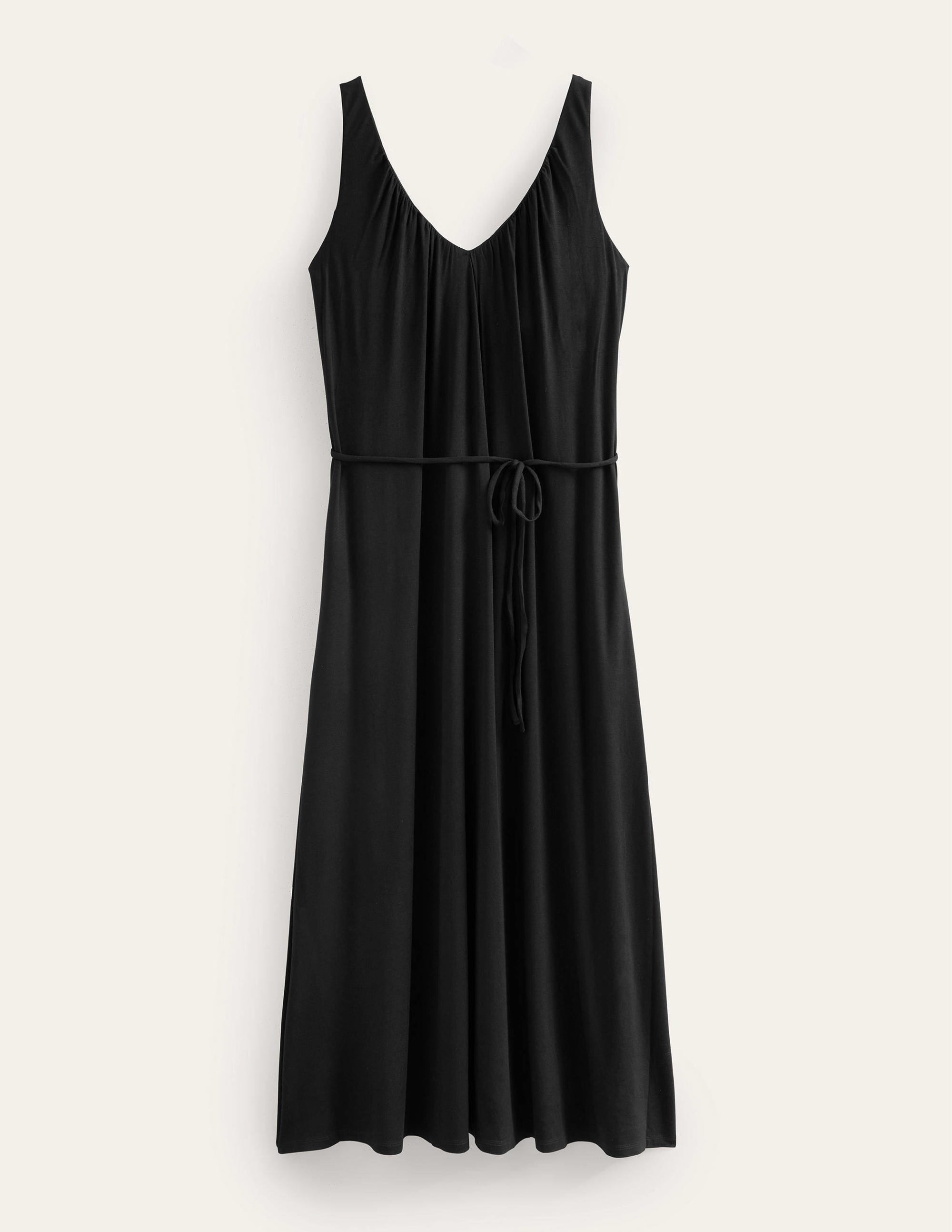 Jersey-Maxikleid mit V-Ausschnitt-Schwarz - Image 5