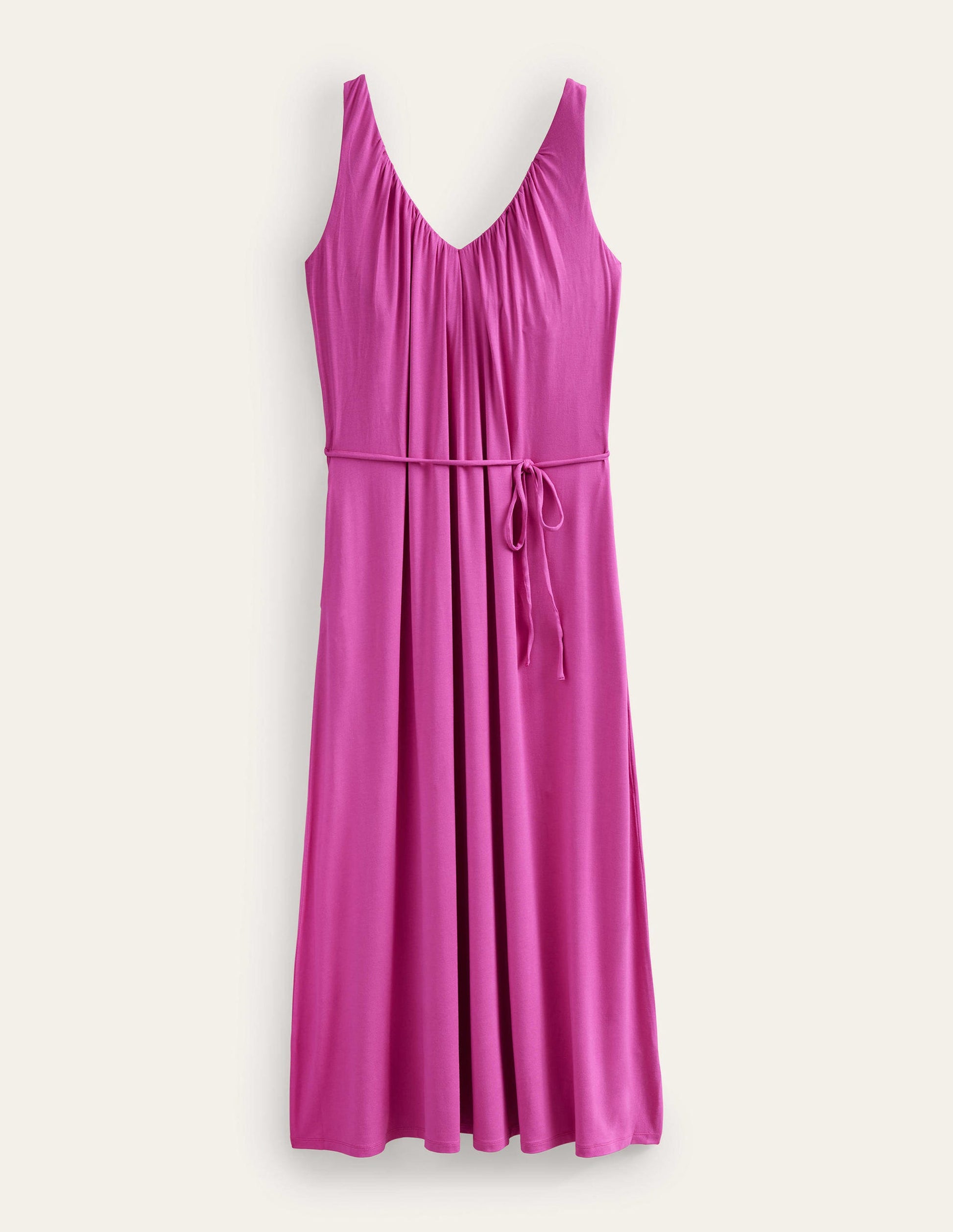 Jersey-Maxikleid mit V-Ausschnitt-Magenta-6
