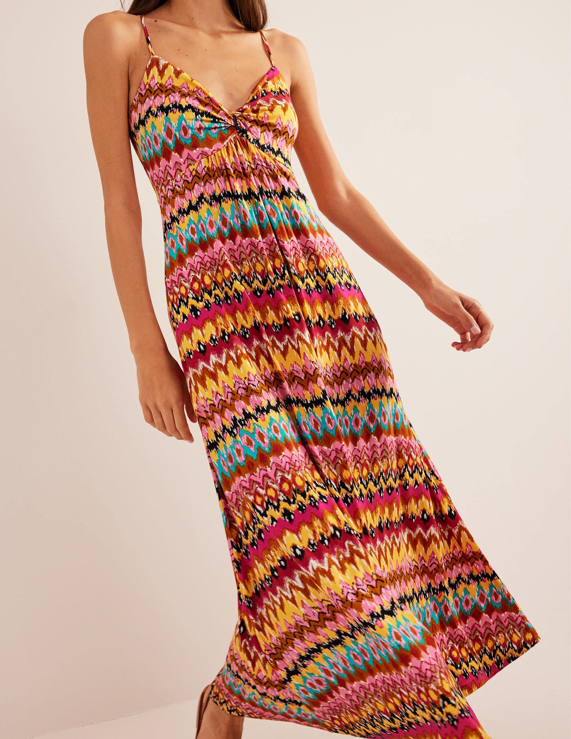 Träger-Maxikleid aus Jersey-Bunt, Strukturiertes Ikat - Image 4