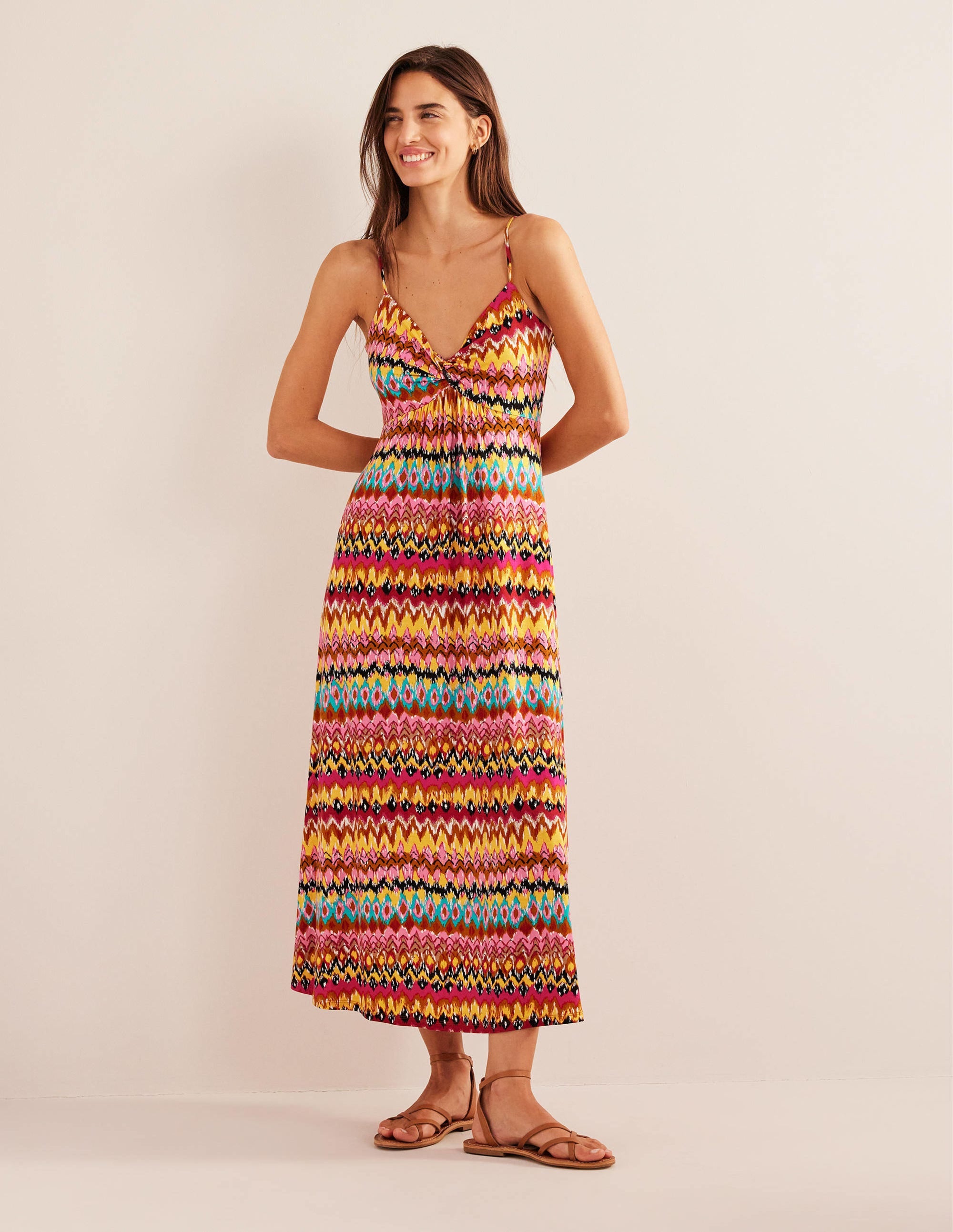 Träger-Maxikleid aus Jersey-Bunt, Strukturiertes Ikat - Image 5