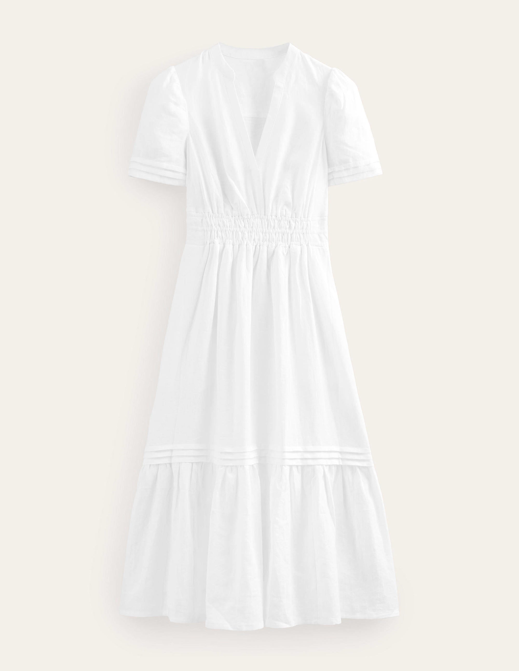Midikleid mit Biesenfalten-Weiß - Image 6
