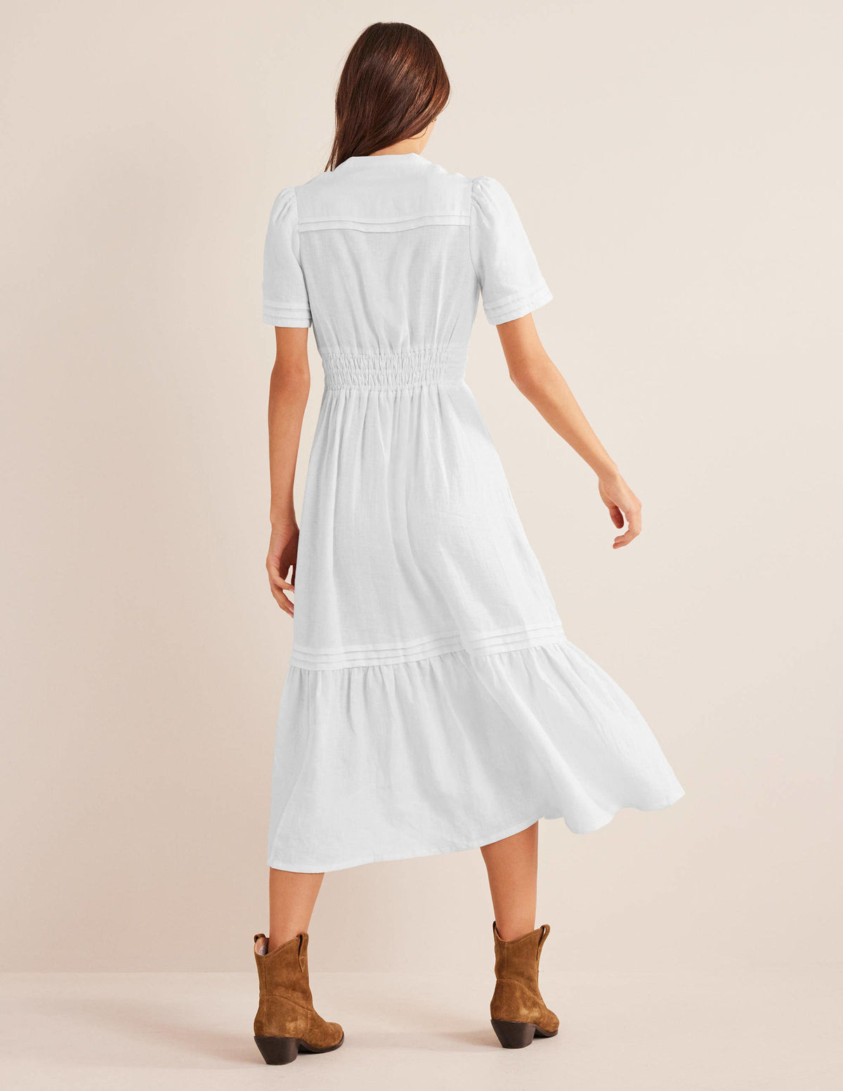 Midikleid mit Biesenfalten-Weiß - Image 3