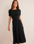 Strick-Midikleid mit Cut-out-Details-Schwarz
