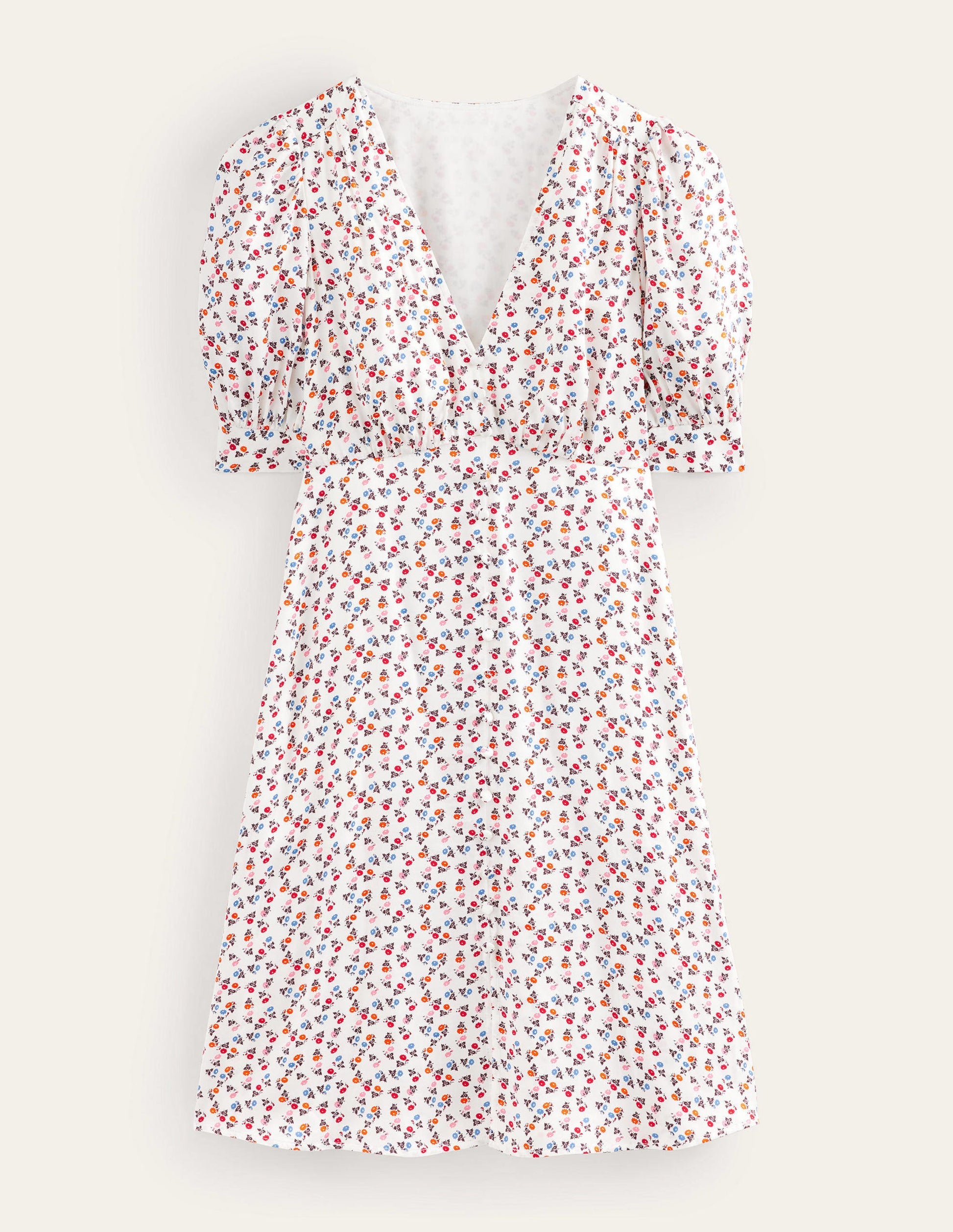 Satin Tea Dress-Ivory, Sweet Daisy-5