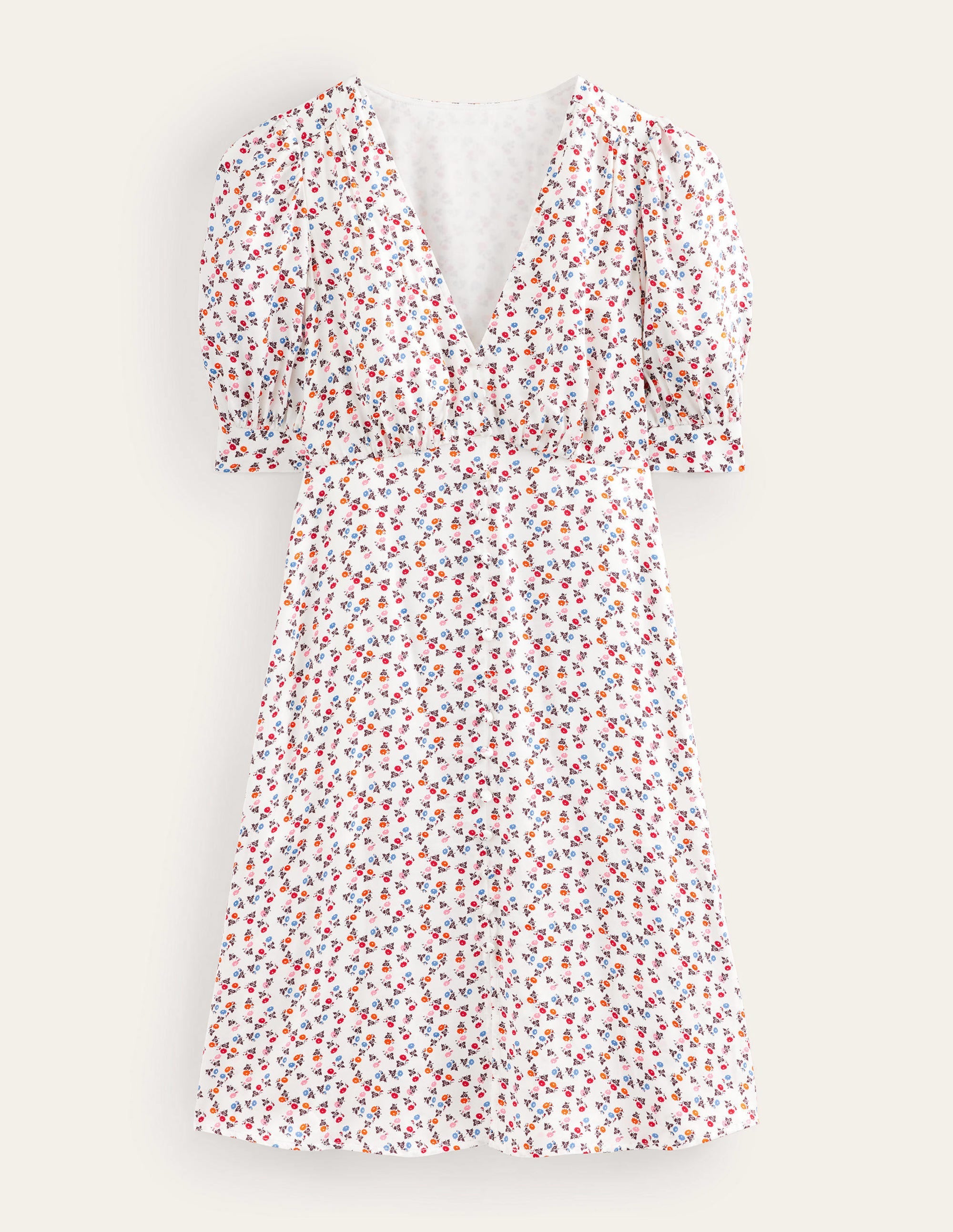 Satin Tea Dress-Ivory, Sweet Daisy - Image 5