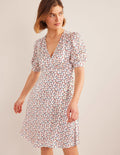 Satin Tea Dress-Ivory, Sweet Daisy