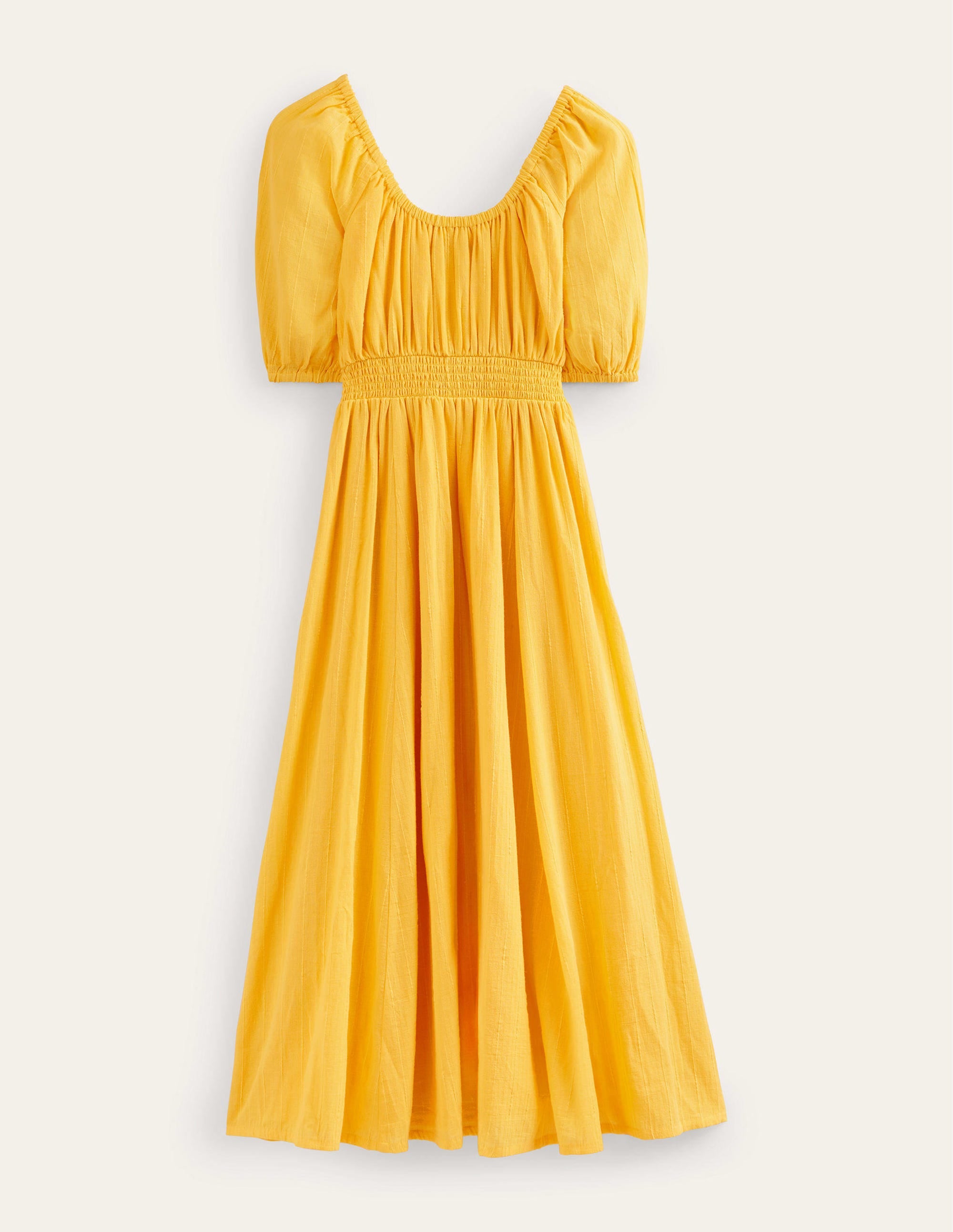 Robe longue à col en U-Texturé jaune - Image 5