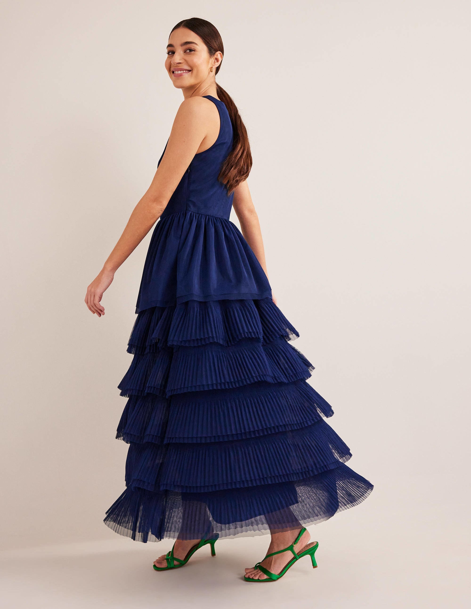 Gestuftes Tüll-Maxikleid-Marineblau - Image 1