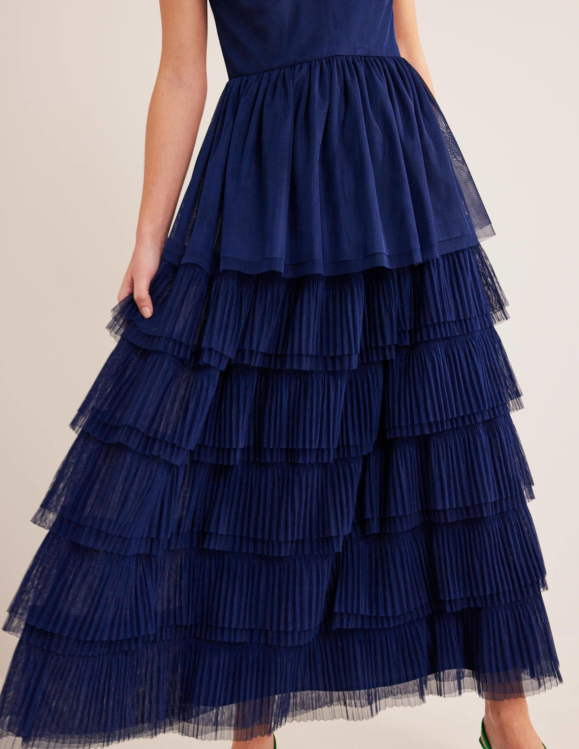 Gestuftes Tüll-Maxikleid-Marineblau - Image 3