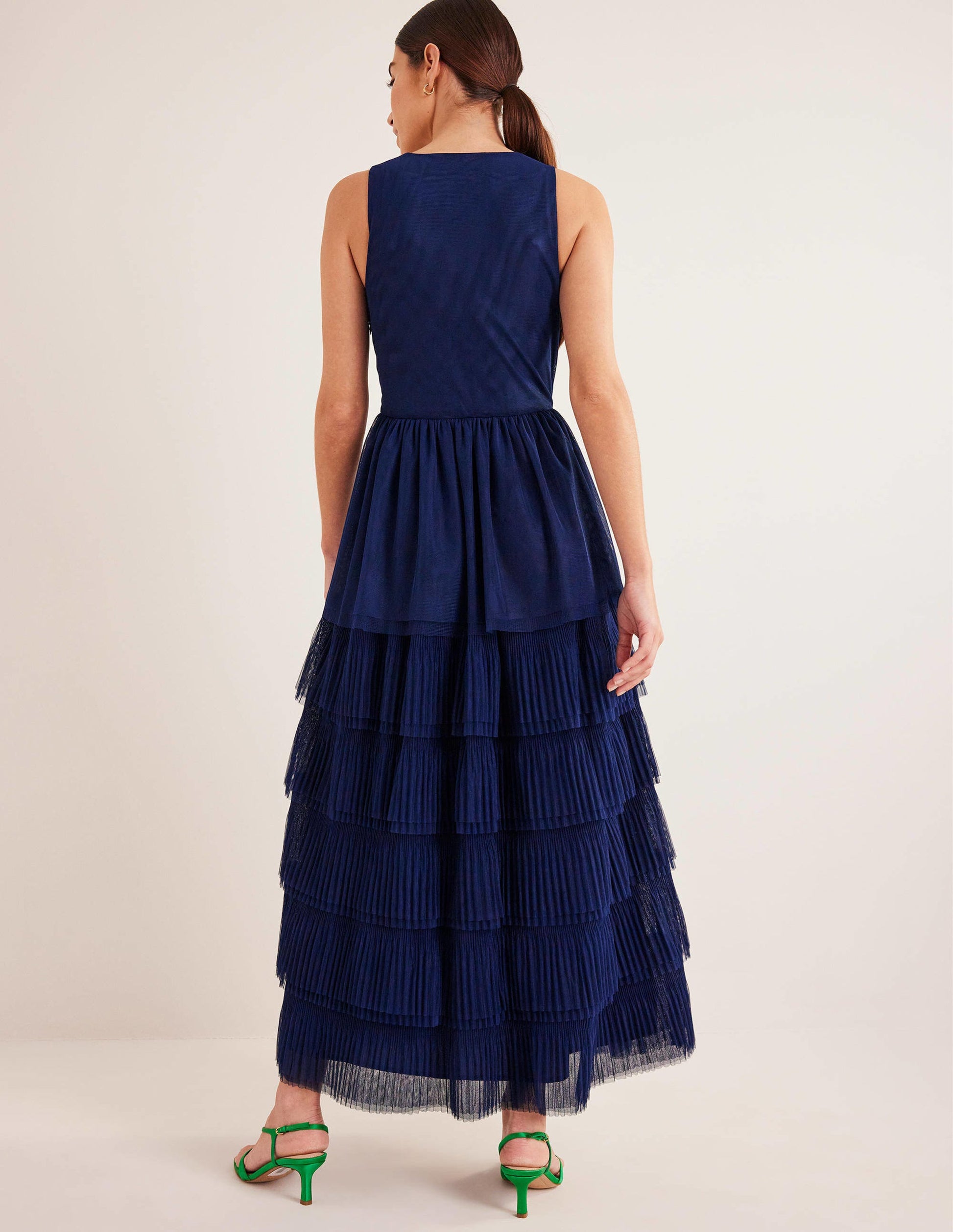 Gestuftes Tüll-Maxikleid-Marineblau-4