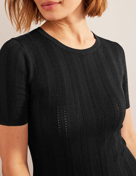 Ausgestelltes Minikleid mit Ziernähten-Schwarz