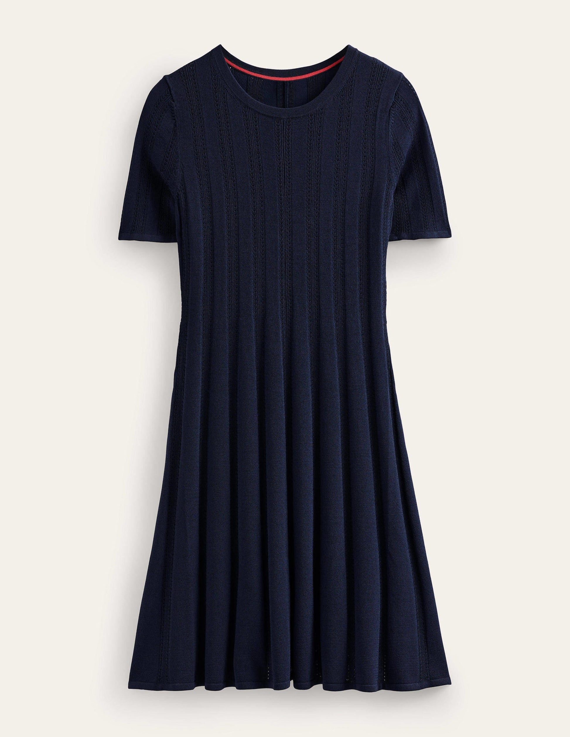 Ausgestelltes Minikleid mit Ziernähten-Marineblau-5