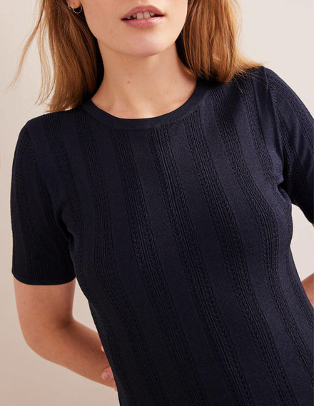 Ausgestelltes Minikleid mit Ziernähten-Marineblau